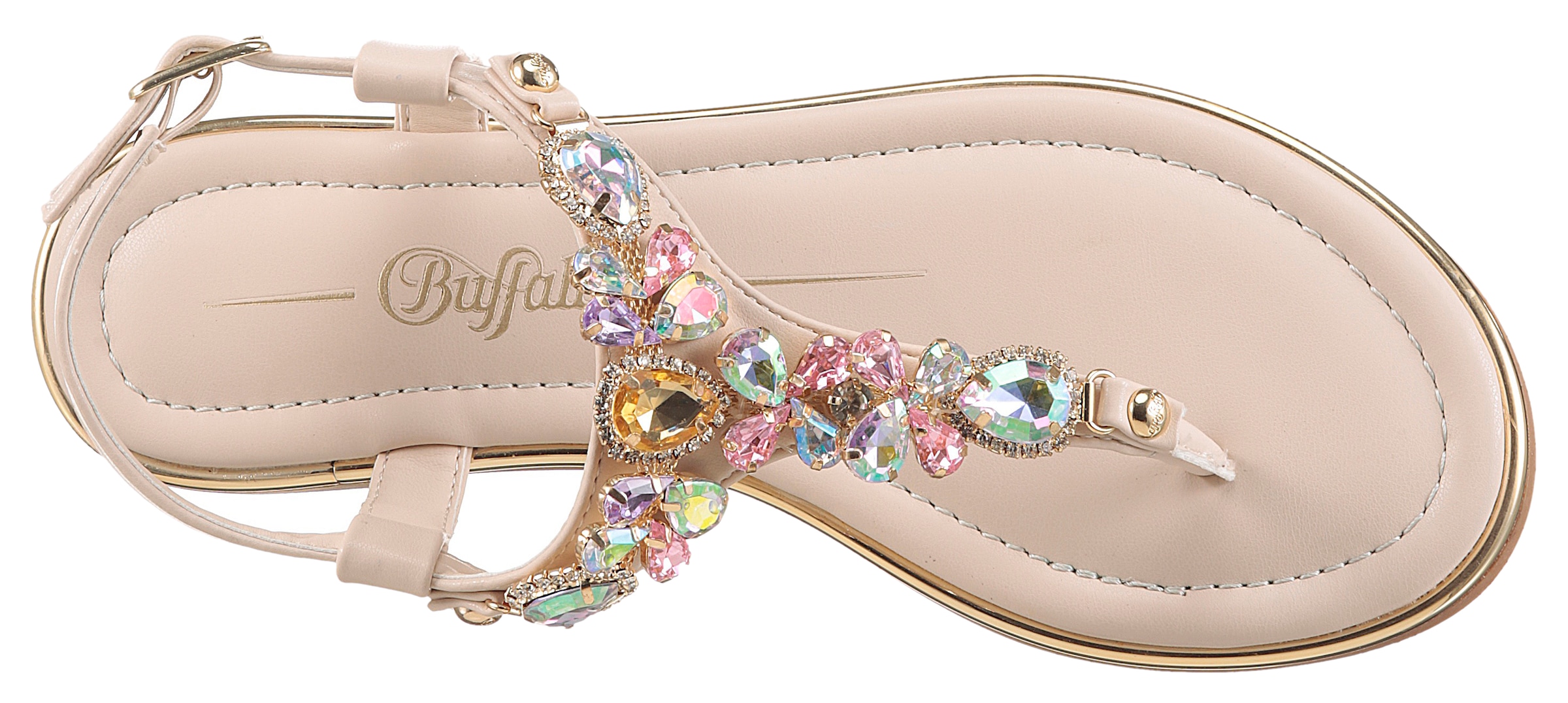 Buffalo Zehentrenner »KIRA ICE«, Riemchensandale, Sommerschuh, Urlaubsandale, Memory Foam Innensohle