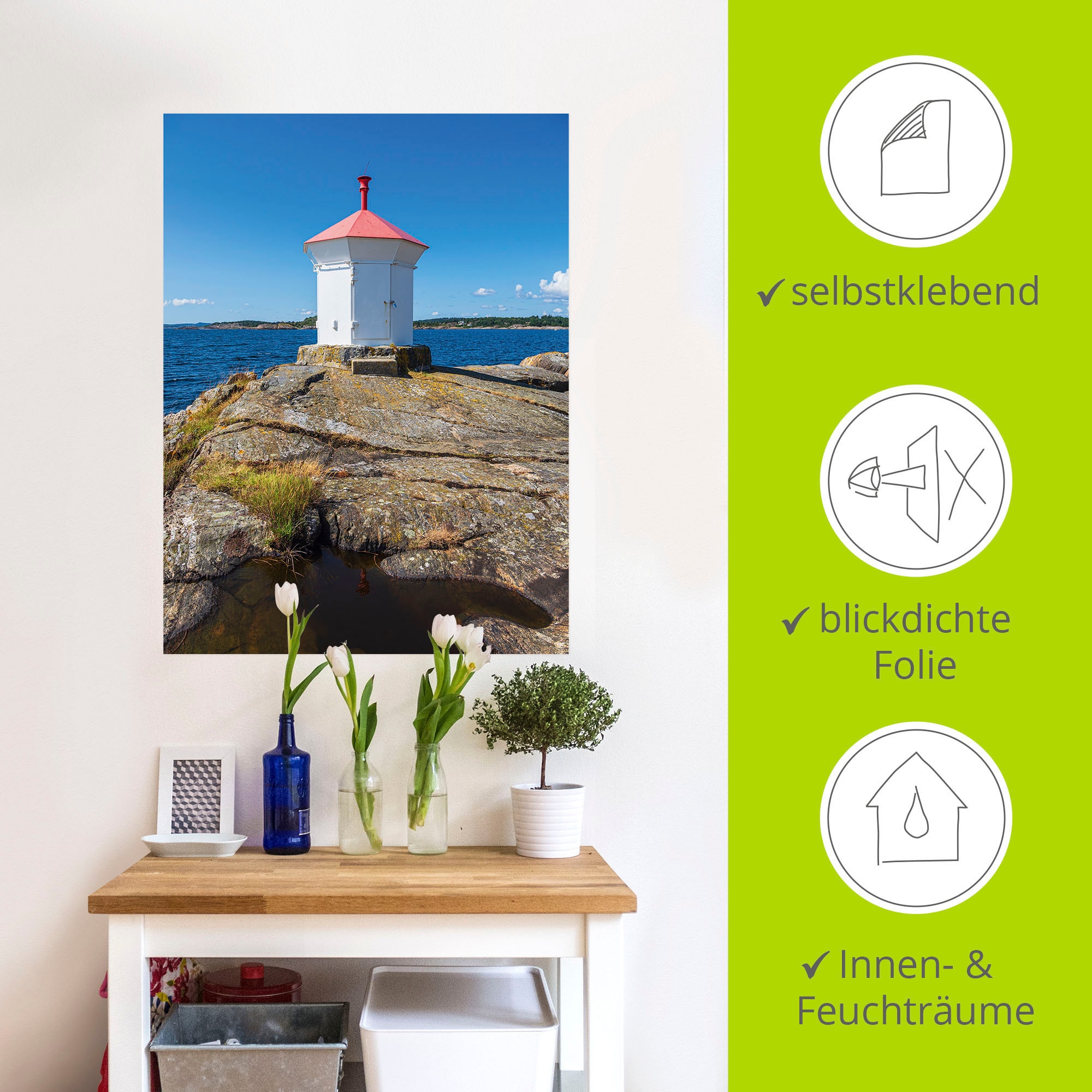 Artland Wandbild »Leuchtfeuer, Schäreninsel Merdo Norwegen«, Gebäude, (1 St.), als Alubild, Leinwandbild, Wandaufkleber oder Poster in versch. Größen
