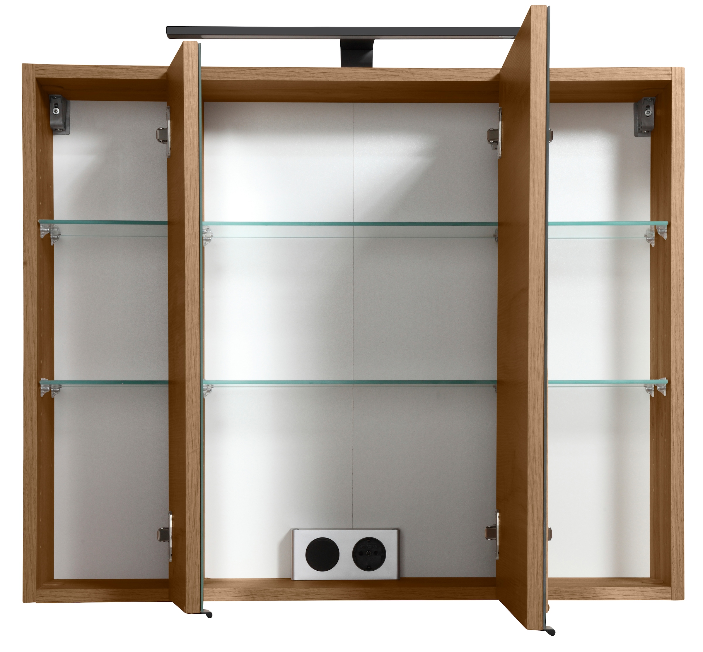 welltime Spiegelschrank »Trento, verschiedene Ausführungen und Farben«, Breite 80 cm, mit 3D-Effekt, Spiegeltüren, Inklusive LED-Beleuchtung