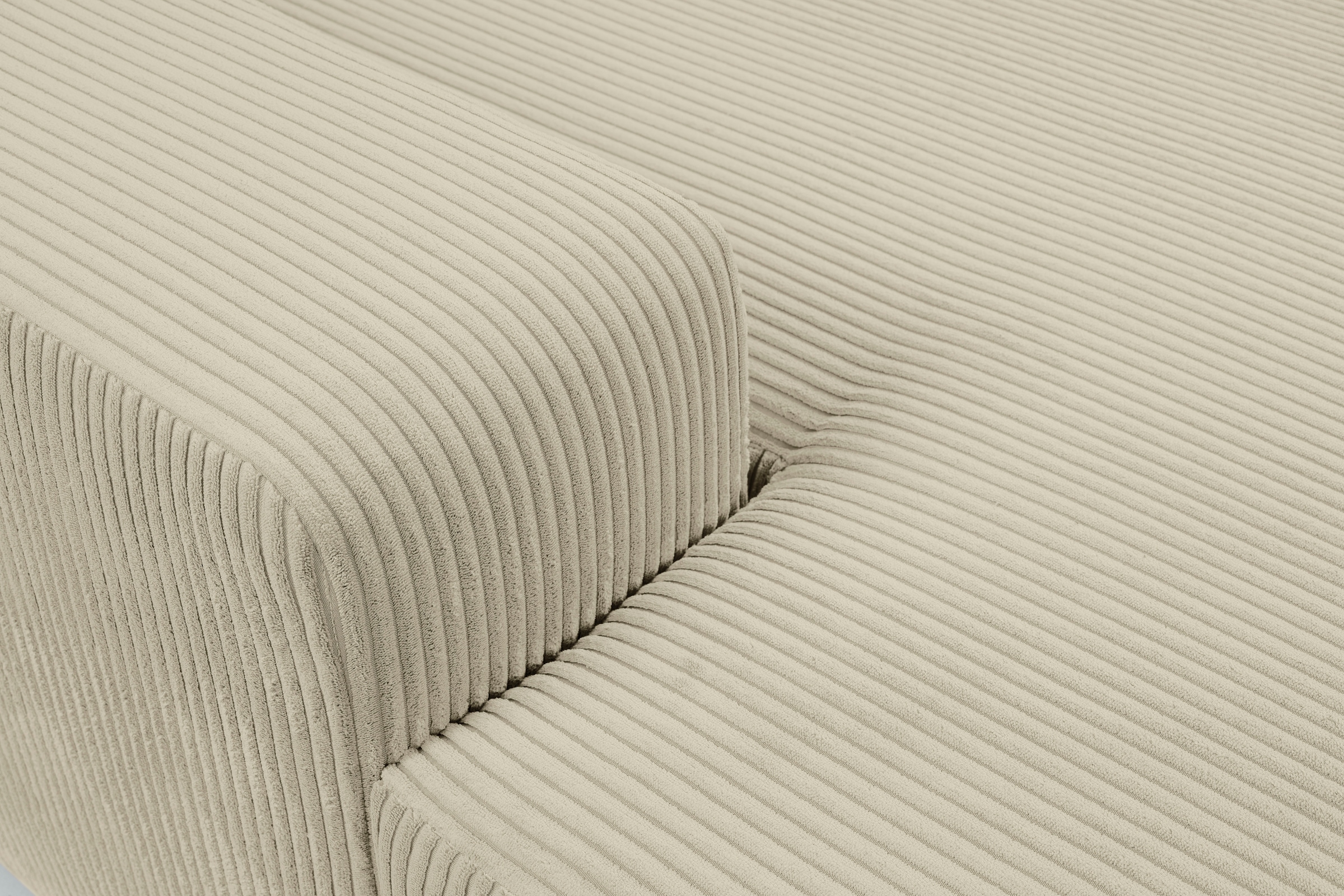 WERK2 Wohnlandschaft »Rotterdam-U, U-Form, in kuschelweichem Cord oder Breitcord«, Design Sofa mit Schlaffunktion & Bettkasten, Cord, Natur