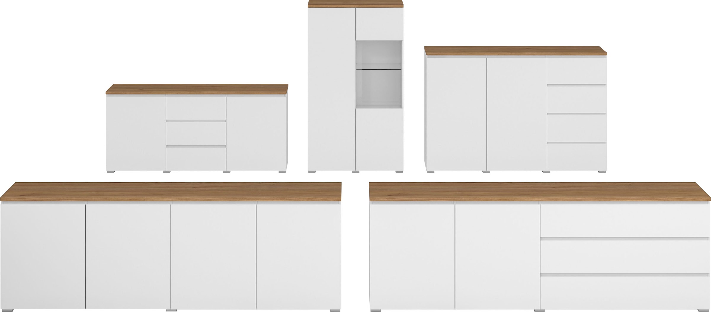 INOSIGN Sideboard »Modo, Breite 150 cm, moderne grifflose Kommode 2Türen/3 SK«, Schubladenkommode mit viel Stauraum, Einlegeböden verstellbar