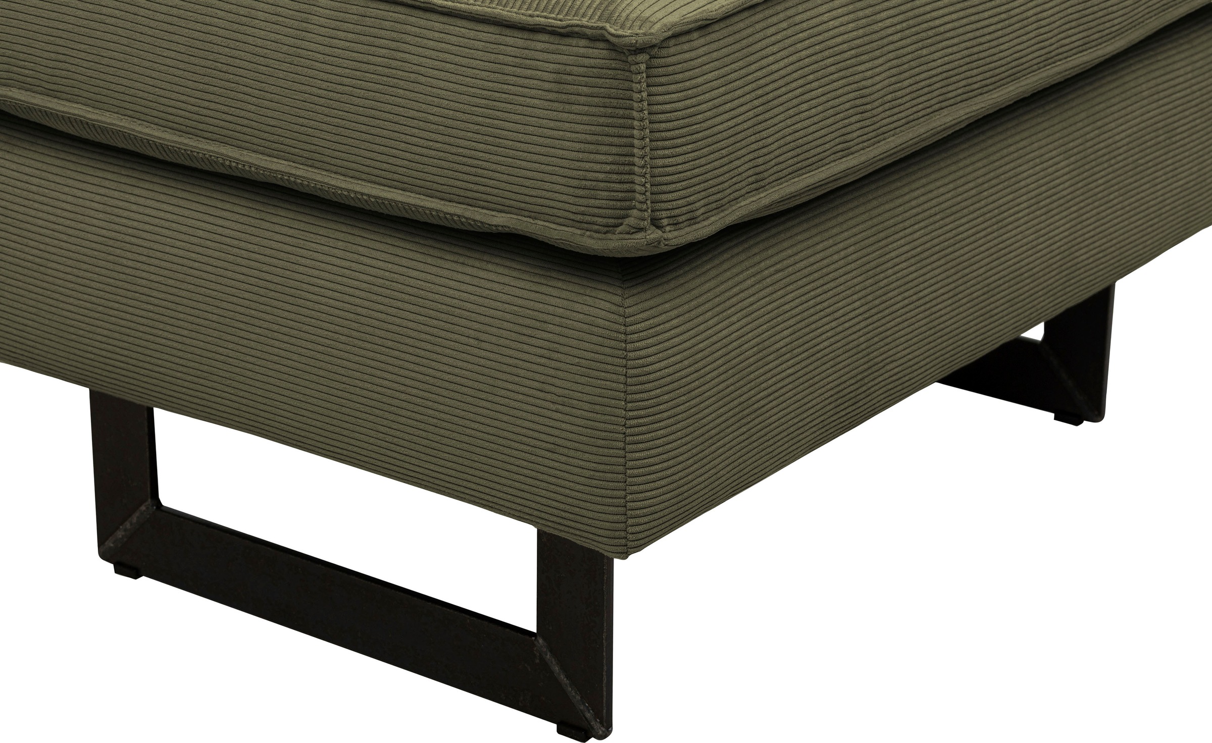 Places of Style Hocker »Pinto«, mit Keder, Metallfüßen und auch in Cord Bezug erhältlich