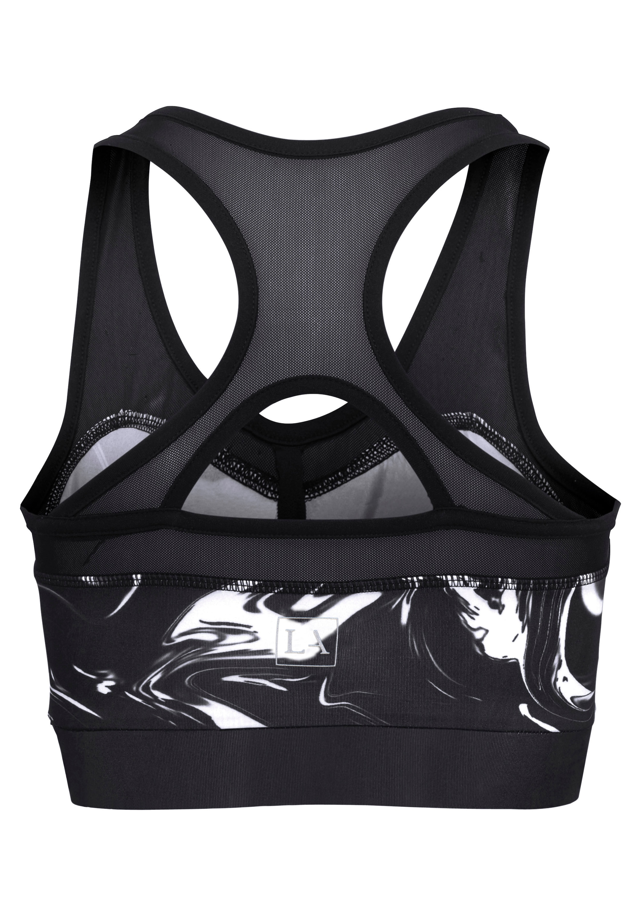 LASCANA ACTIVE Funktionsshirt »-Sporttop Black Marble«, mit Racerback und Mesh