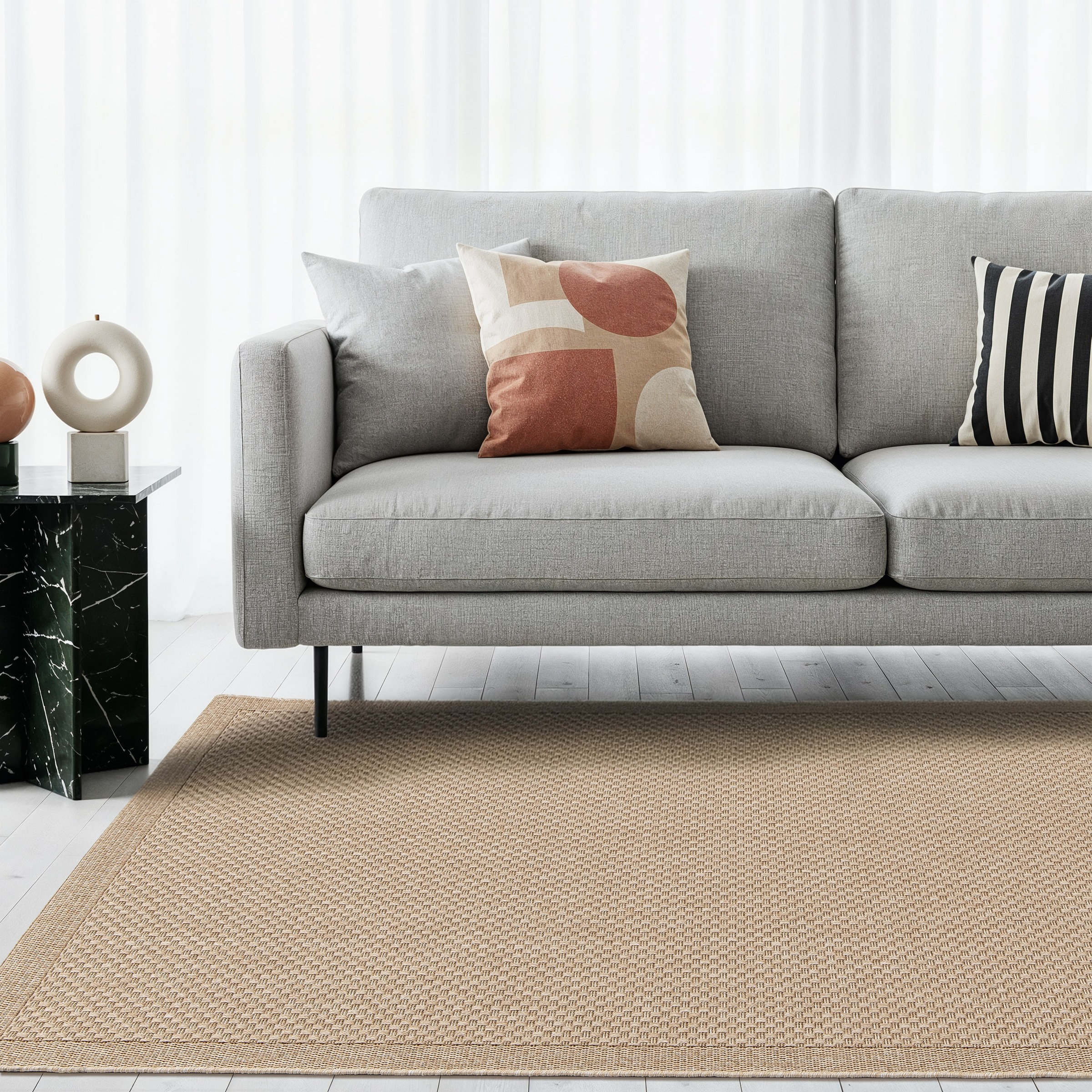 OTTO home Teppich »Arona, Sisal-Optik mit Bordüre, auch für Balkon und Terrasse« rechteckig 7 mm Höhe In- und Outdoor geeignet, Wetterfest & UV-beständig