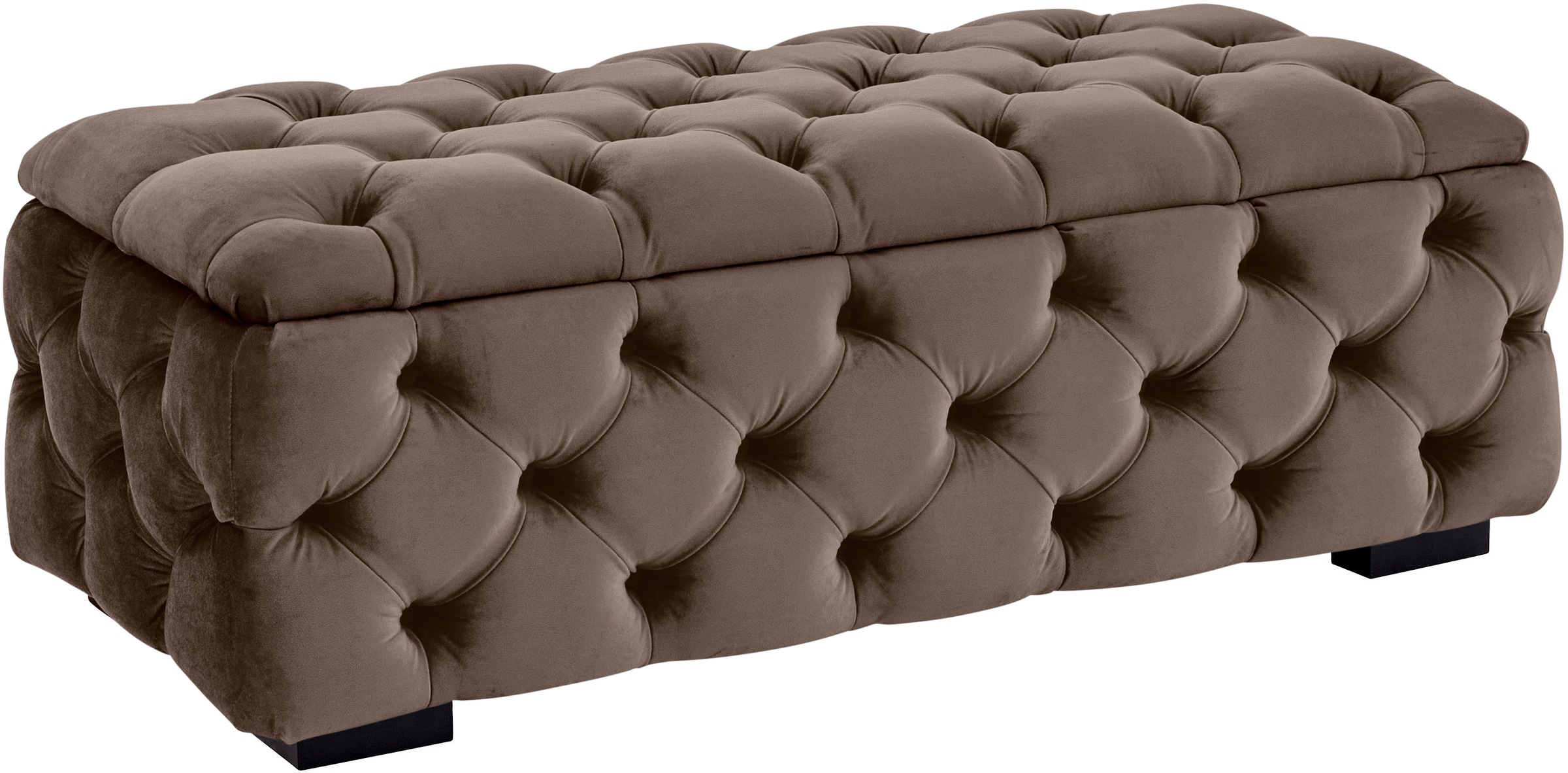 Guido Maria Kretschmer Home&Living Polsterhocker »KALINA, hochwertige Knopfheftung, B/T/H: 120/55/45 cm«, mit Staufach und innenliegenden Laschen zur besseren Aufbewahrung