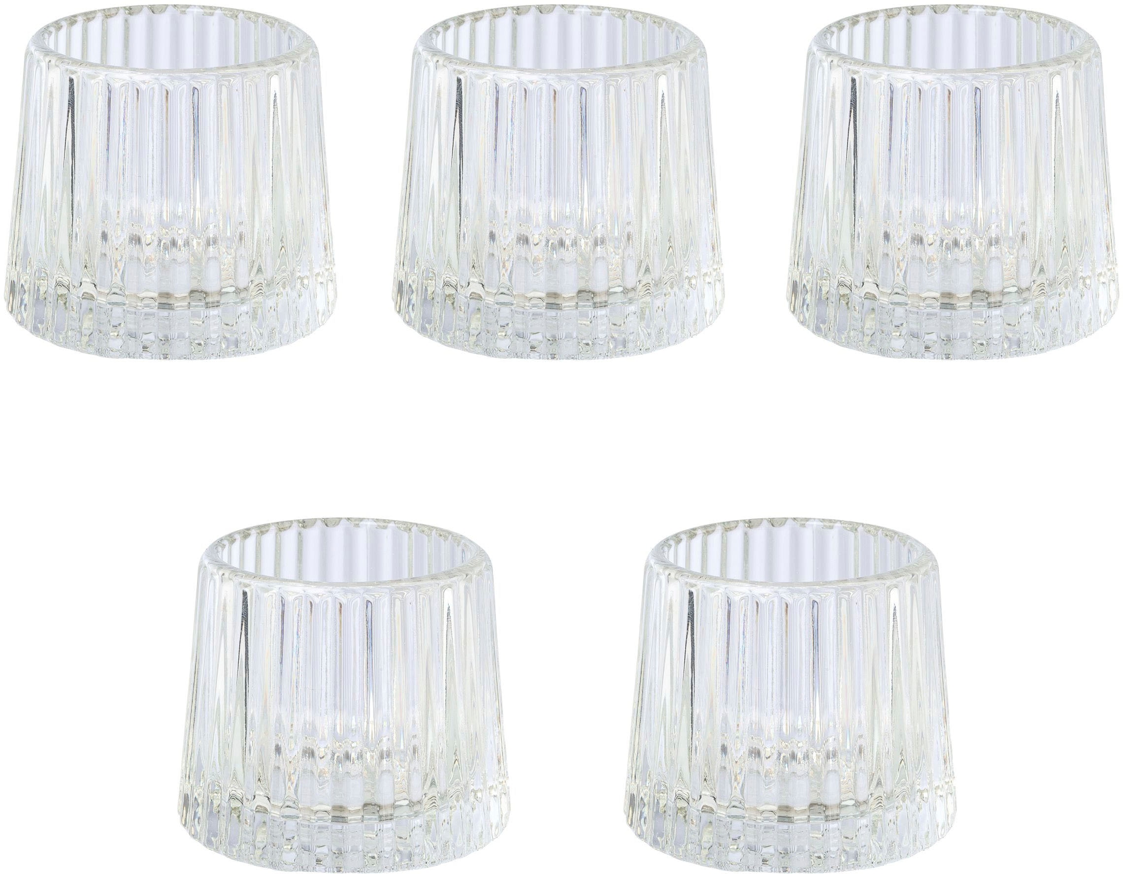 Home affaire Teelichthalter »Kerzenhalter Lunery«, (Set, 5 St.), aus  hochwertigem Glas bequem kaufen | Windlichter