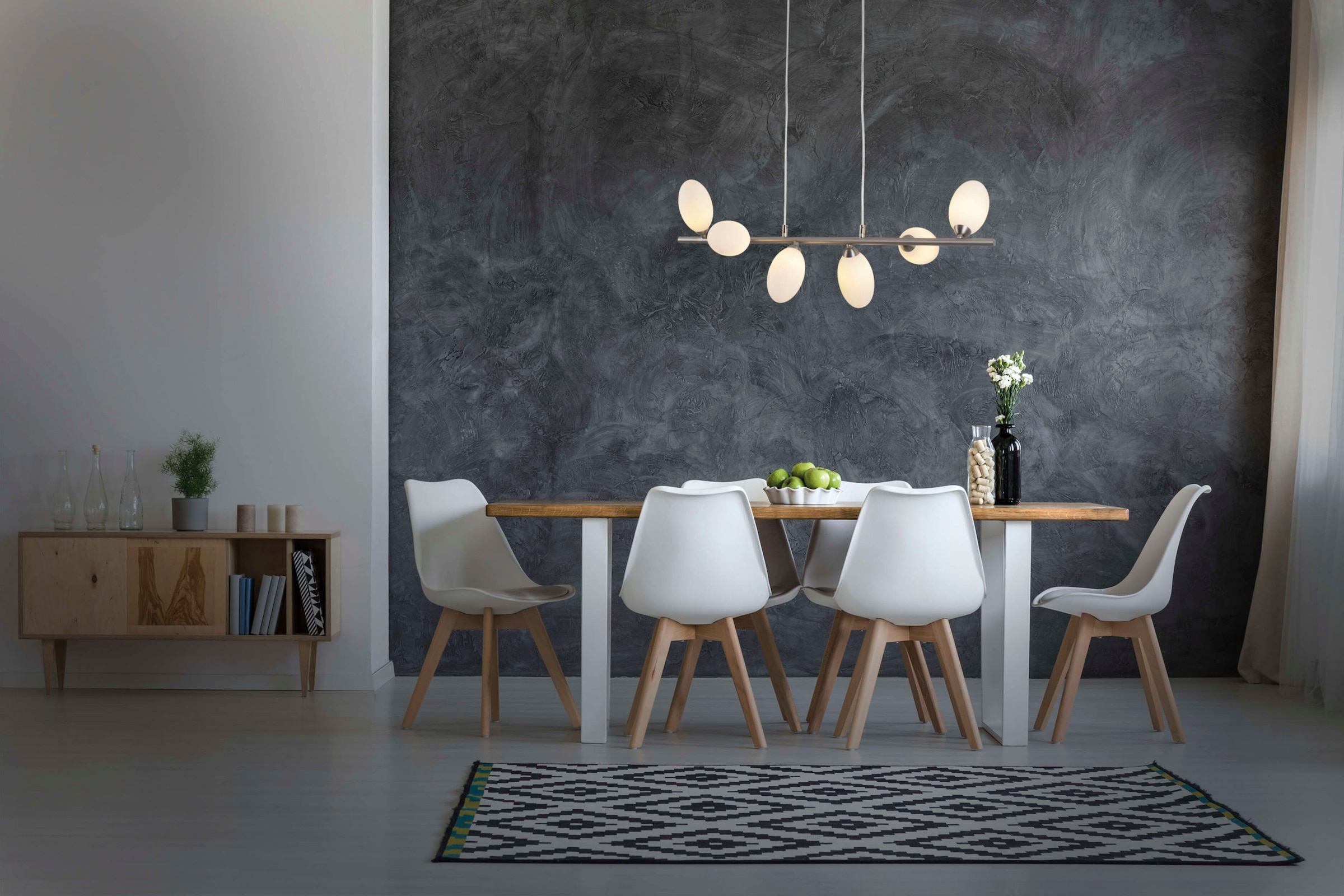 näve LED Pendelleuchte »Eleganza«, 6 flammig, Leuchtmittel G9 | LED wechselbar, 6 flg., Spots mit opalem Glas, L: 25cm, incl. 6x G9 LED/6x4W warmweiß