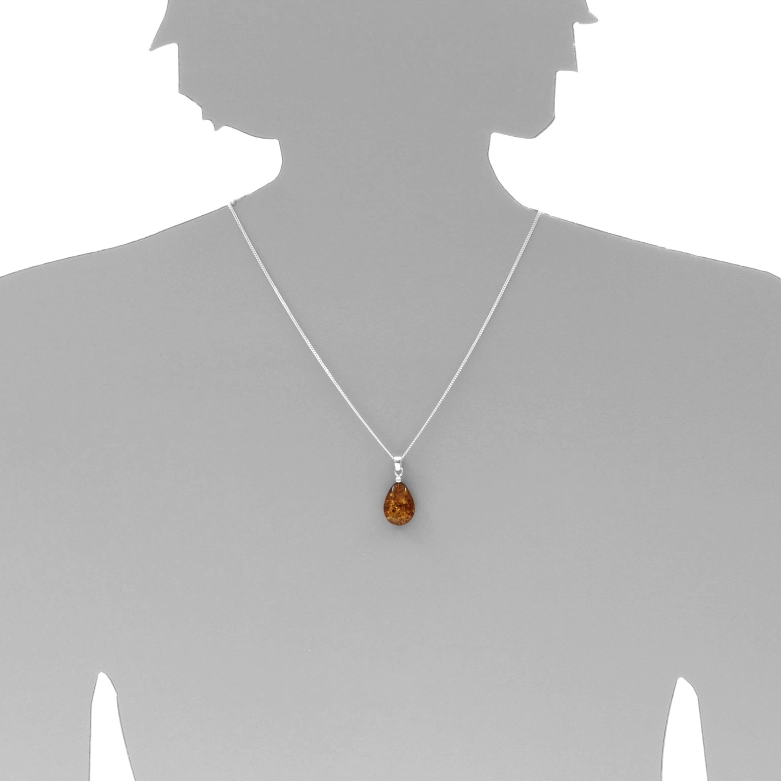 OSTSEE-SCHMUCK Kettenanhänger »- Tropfen flach, ca. 20 mm lang - Silber 925/000 - Bernstein -,«