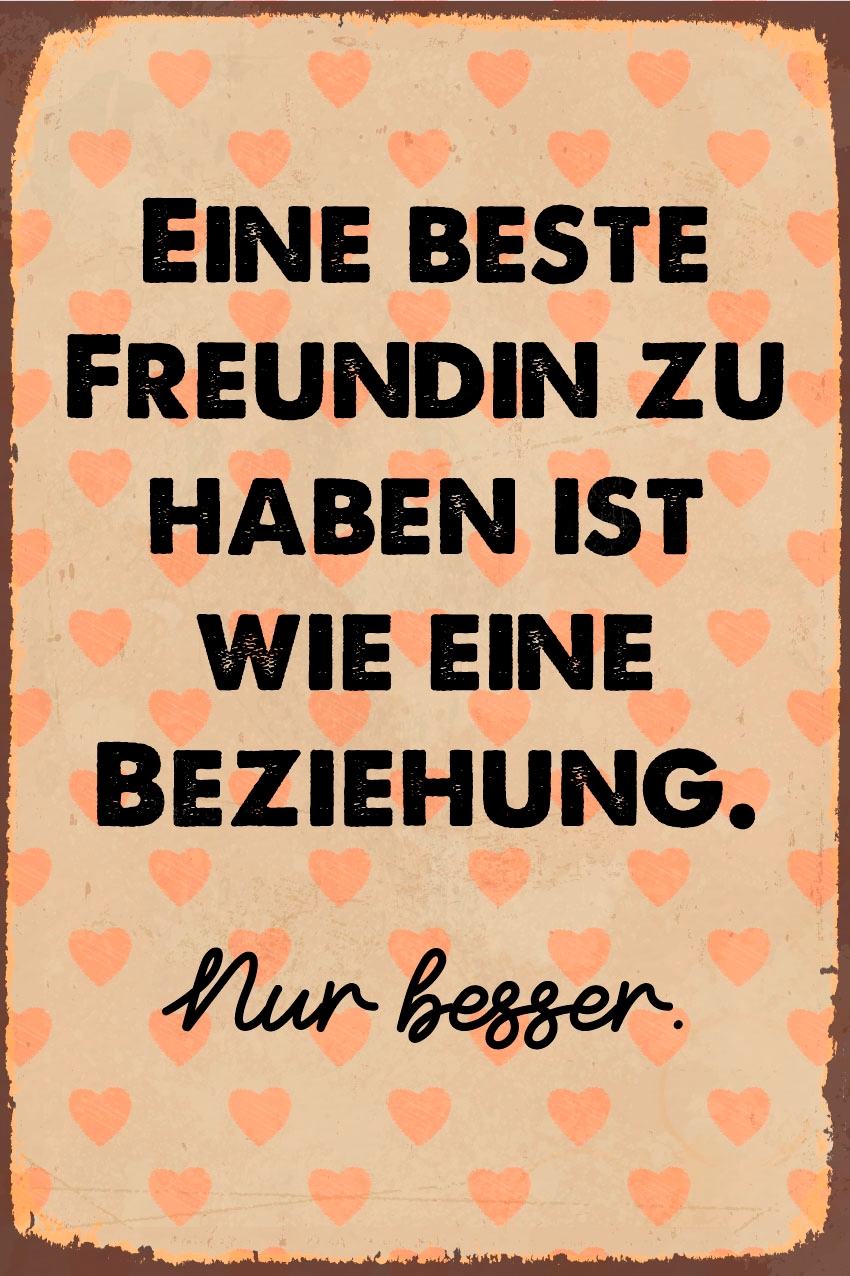 queence Metallbild »Beste Freunde«, Schriftzüge-Herzen-Herzbilder, (1 St.), Stahlschild, Blechschild, Beste Freundin, BFF