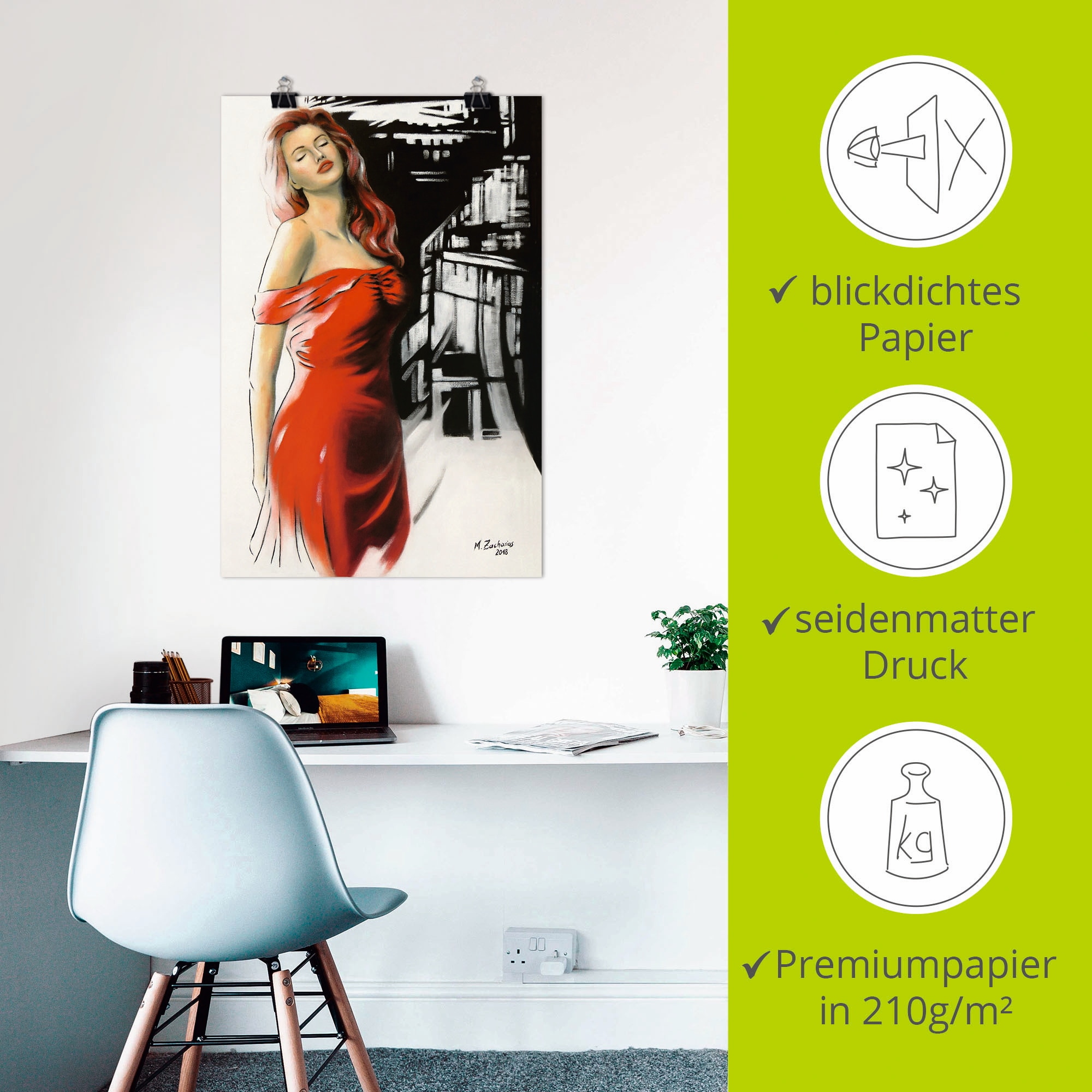 Artland Poster »Schönheit im roten Kleid« Frau 1 Stk. tlg. als Alubild, Outdoorbild, Leinwandbild, Poster, Wandaufkleber