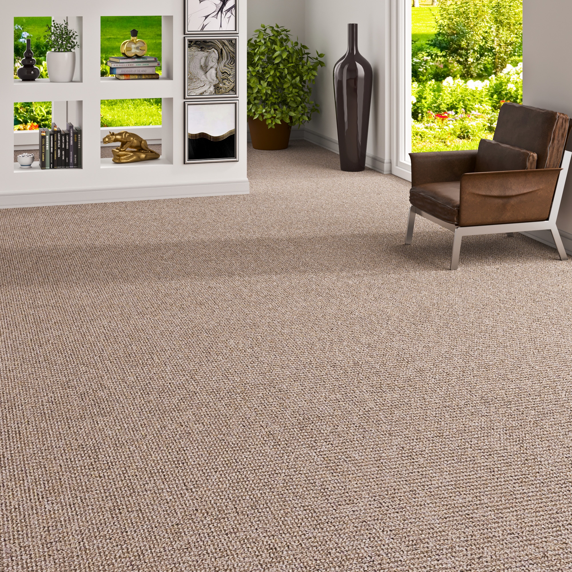 OTTO home Teppichboden "Ruva, Schlinge, Gesamthöhe 6 mm" rechteckig strukturierte Oberfläche, Breite 400 cm, strapazierfähig, Wohnzimmer