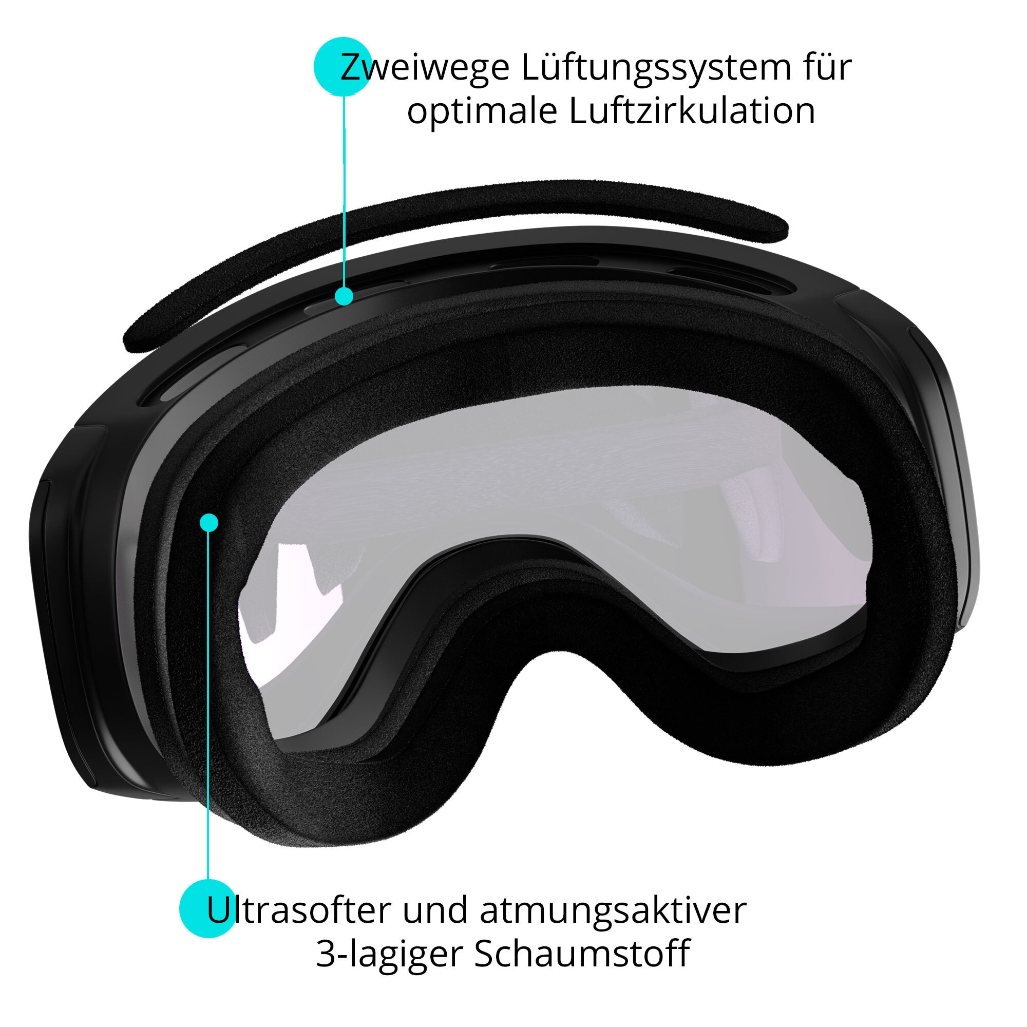 YEAZ Snowboardbrille »Ski- Snowboardbrille schwarz RISE«