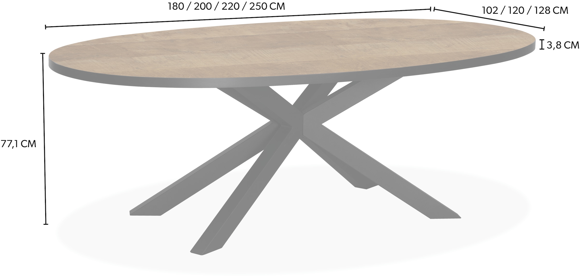 OMG Design Esstisch »Scarlet« moderne Bootsform (oval), Breite 200 cm