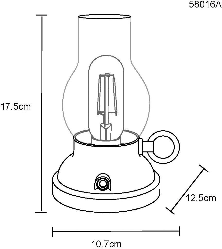 GLOBO LIGHTING LED Tischleuchte »PETRO« LED-Modul 1 Stk. Warmweiß Akkutischleuchte, mobile Leuchte, Petroleumlampen-Design