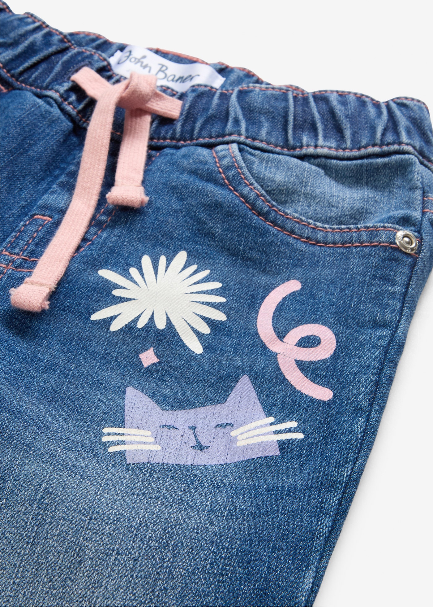 bonprix Straight-Jeans »Straight-Jeans Mid Waist« Straight-Schnitt, Regular Fit, Mid Waist, mit Druck