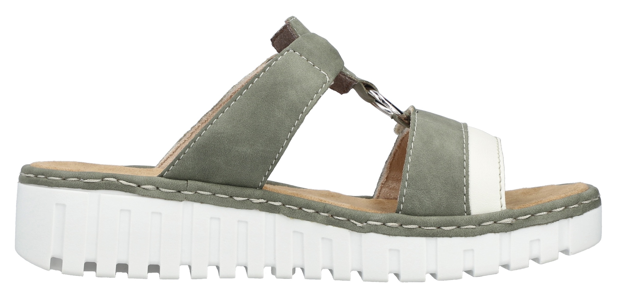 Rieker Keilpantolette, Sommerschuh, Strandschuh, Keilabsatz, mit zwei Klettverschlüssen