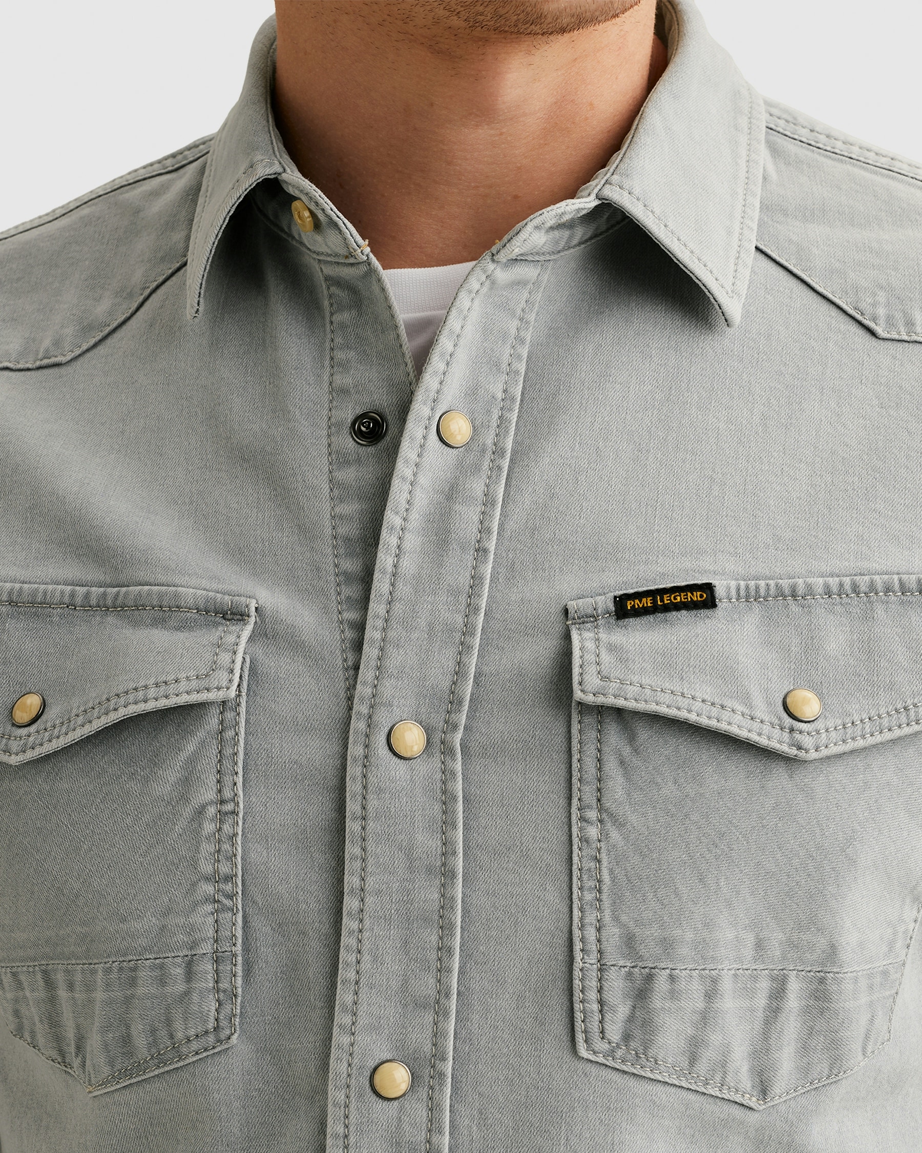 PME LEGEND Jeanshemd »Denim Shirts Sunset Greyblue Shade« mit Druckknopfleiste
