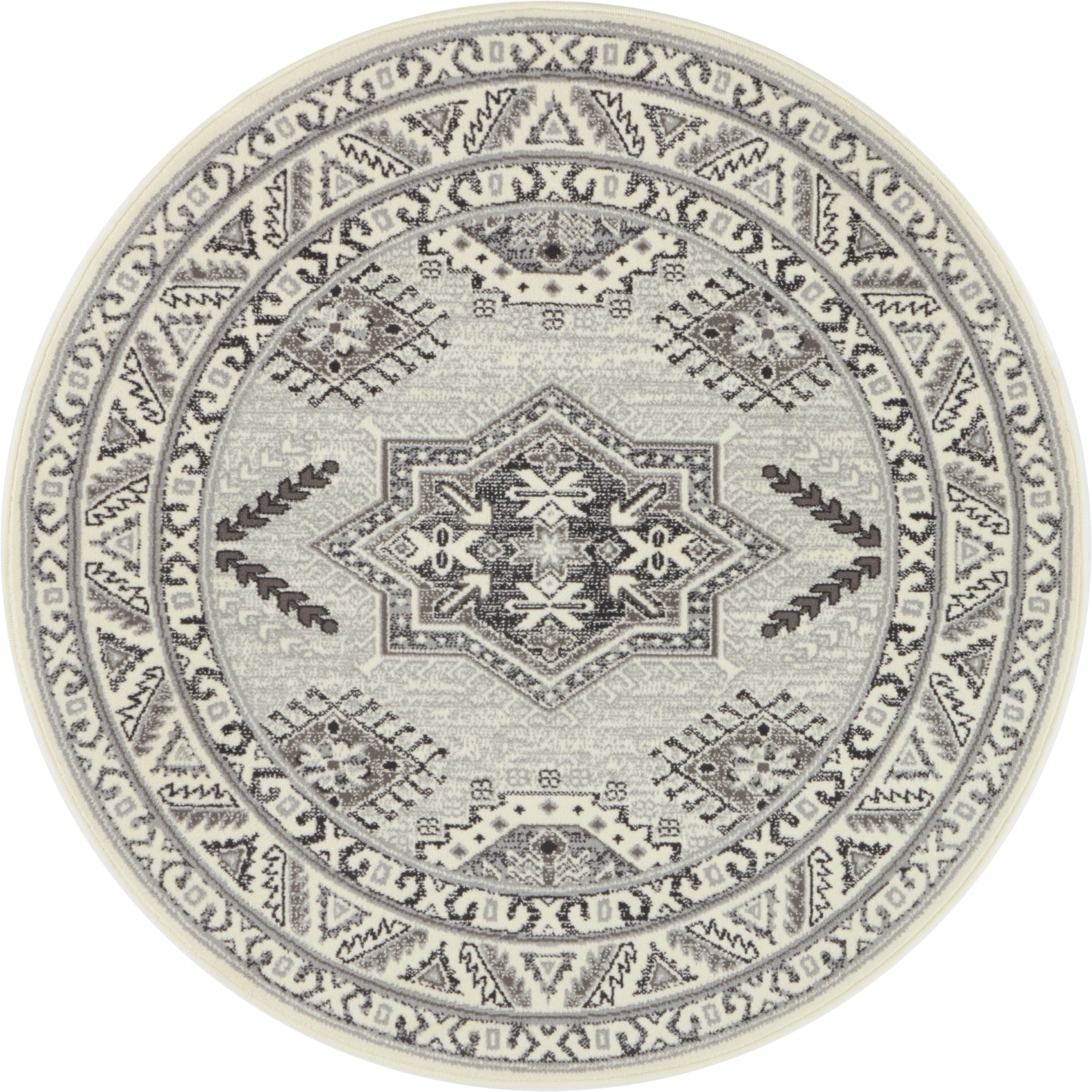 NOURISTAN Teppich »Saricha Belutsch«, rund, 9 mm Höhe, Kurzflor, Orient Optik, Vintage Design,Robust, Pflegeleicht, Gekettelt