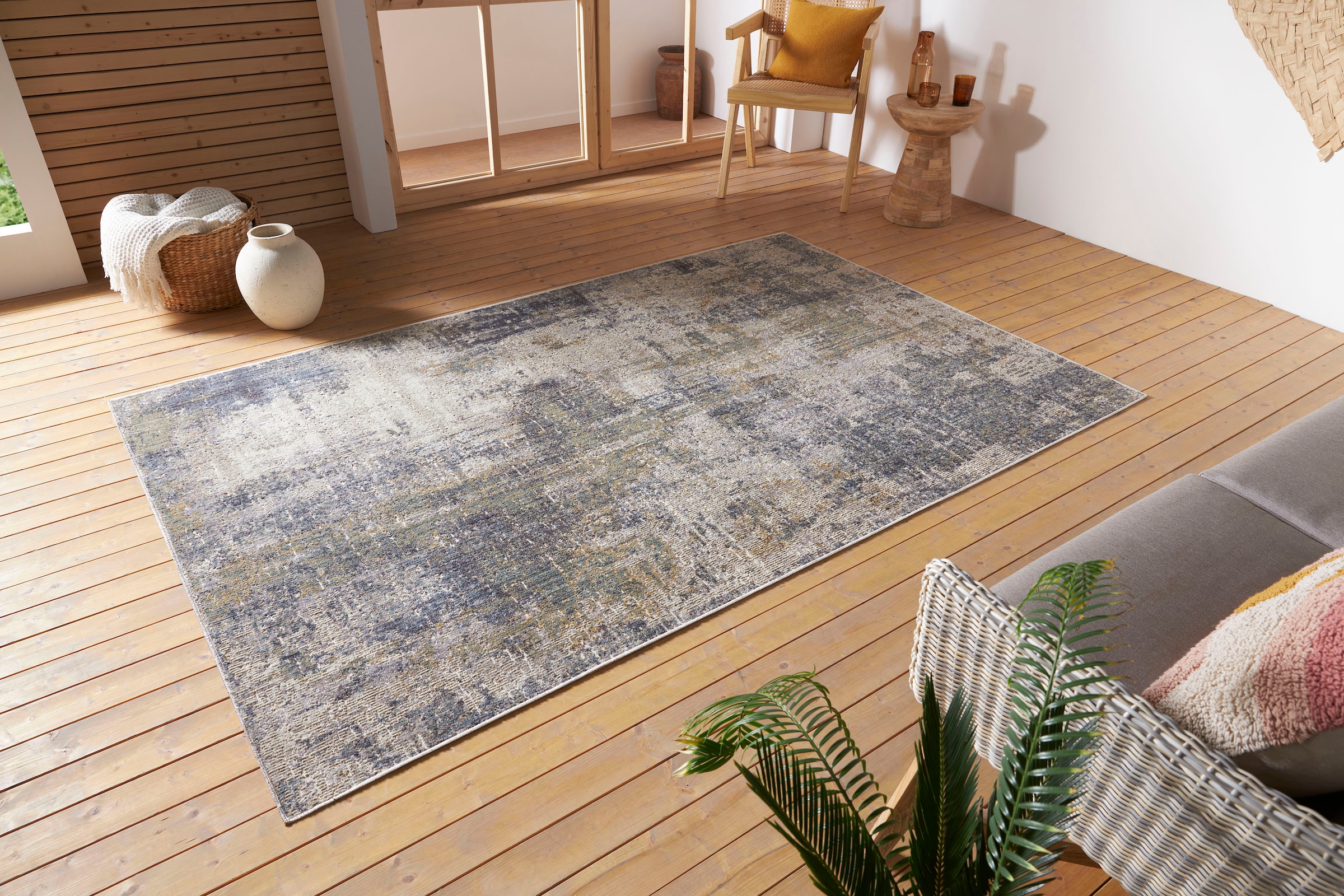 HANSE Home, »Gizeh« rechteckig 3 mm Höhe In-& Outdoor, Läufer, Wetterfest, Balkon, Wohnzimmer, Orient, creme,blau, Polypropylen (PP), B : 190 cm 1 Stk