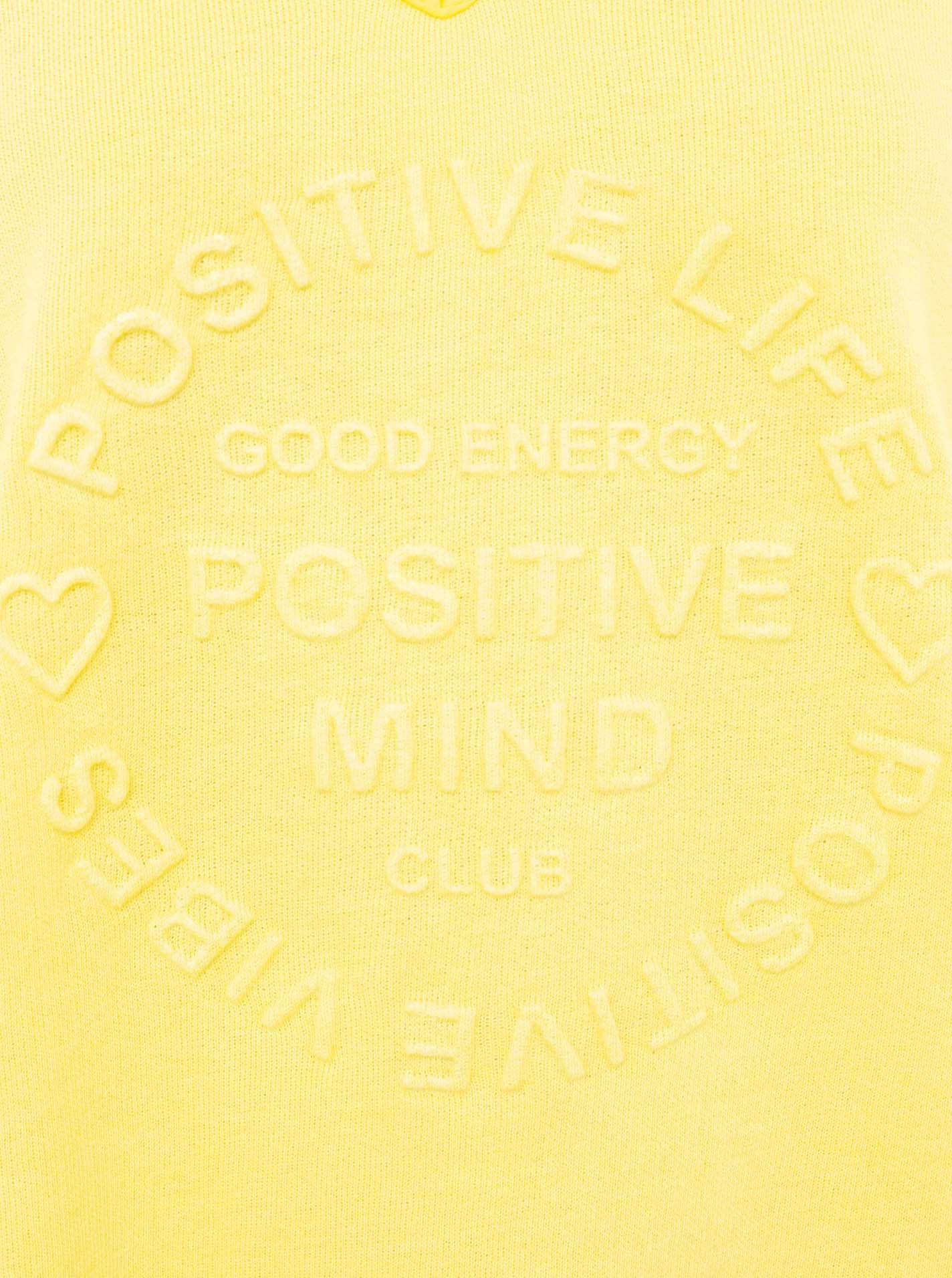 Zwillingsherz Sweatshirt »"Positive Mind"«, ausgefranster V-Ausschnitt, Used Look, Langarm, Schriftzug
