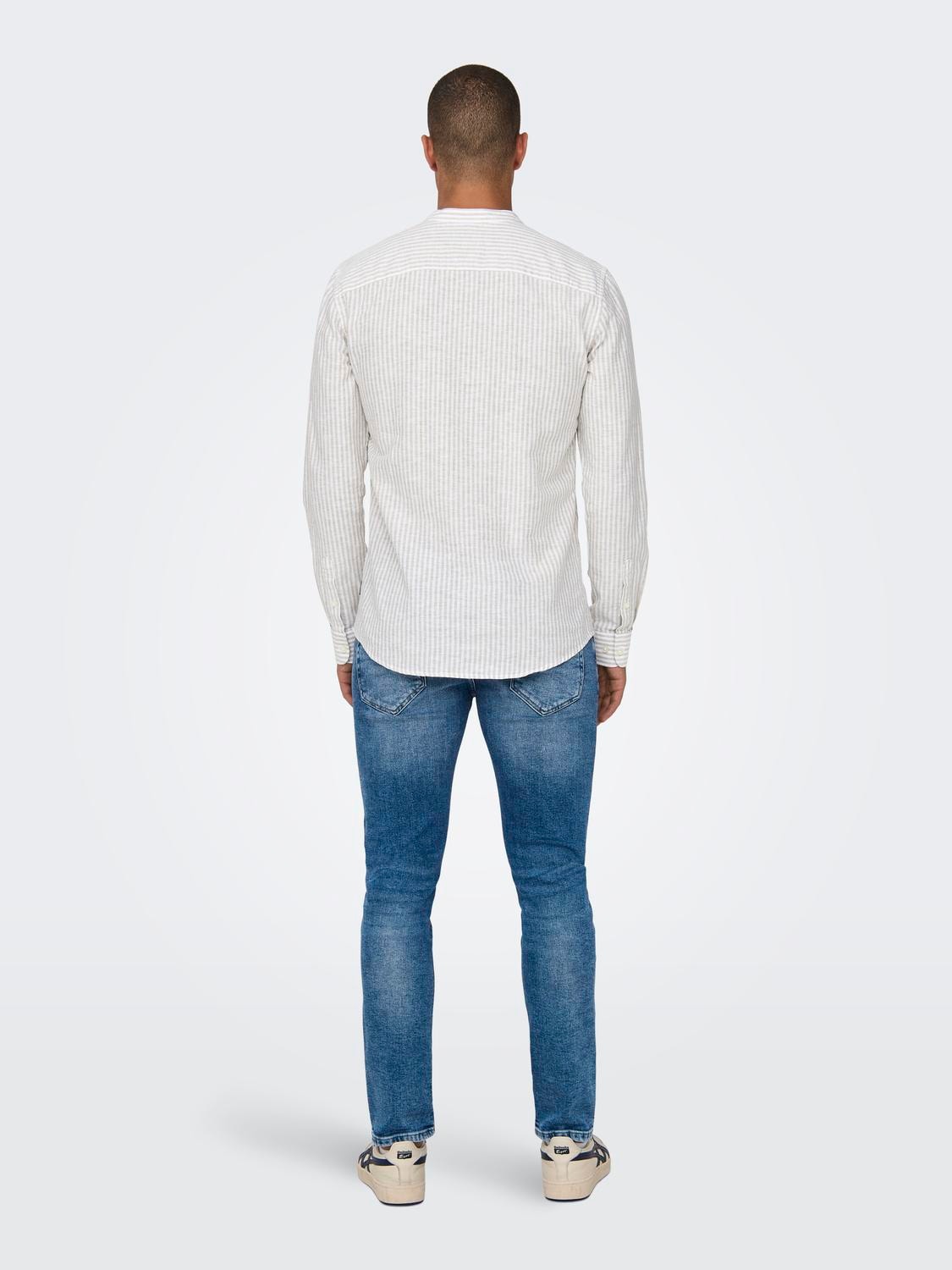 ONLY & SONS Langarmhemd »ONSCAIDEN LS MAO STRIPE LINEN SHIRT NOOS«