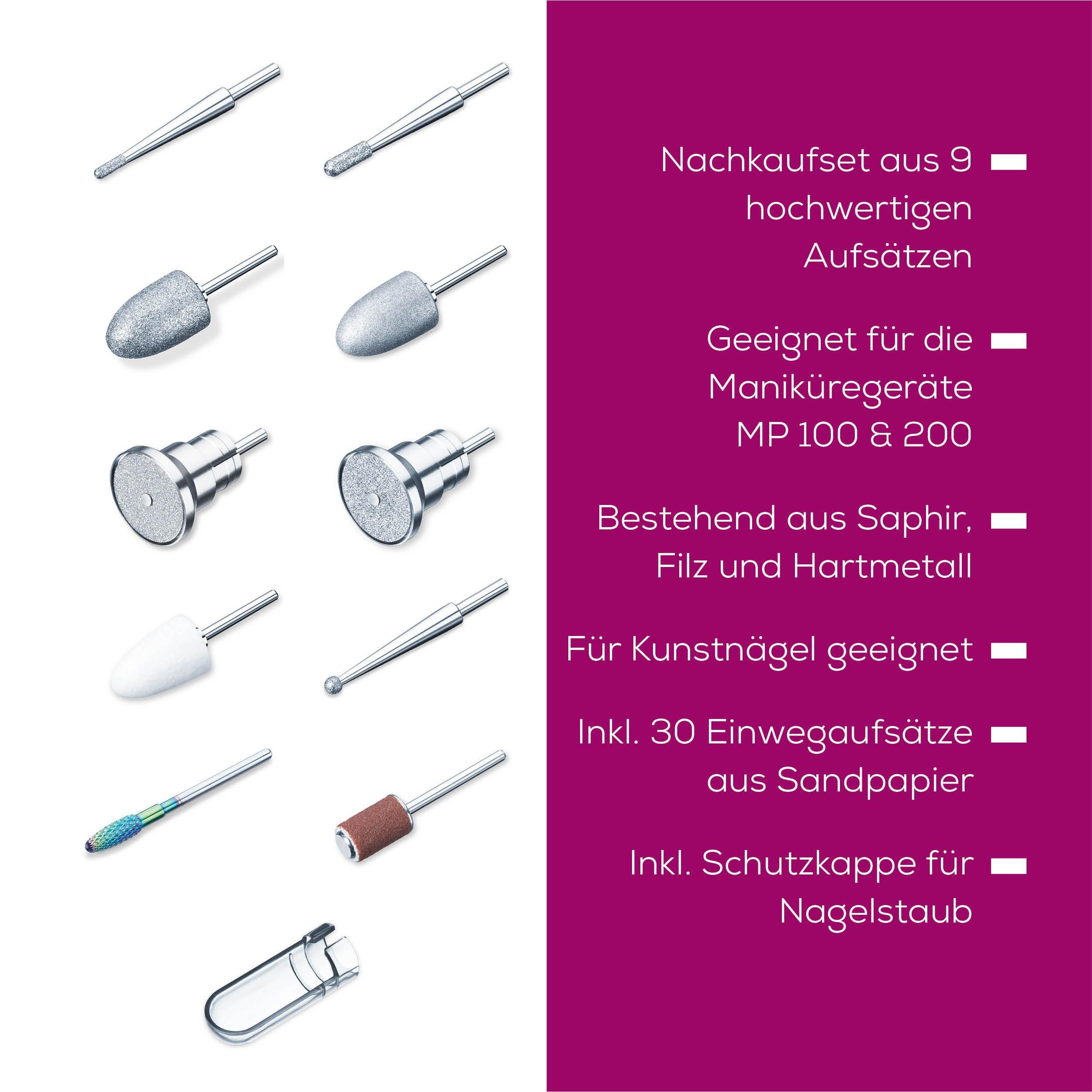 BEURER Ersatzschleifkörper »Aufsatz-Nachkaufset, Maniküre-/Pediküreaufsätze« Für den Gebrauch mit den Beurer Geräten MP 100 und MP 200/210 LUX