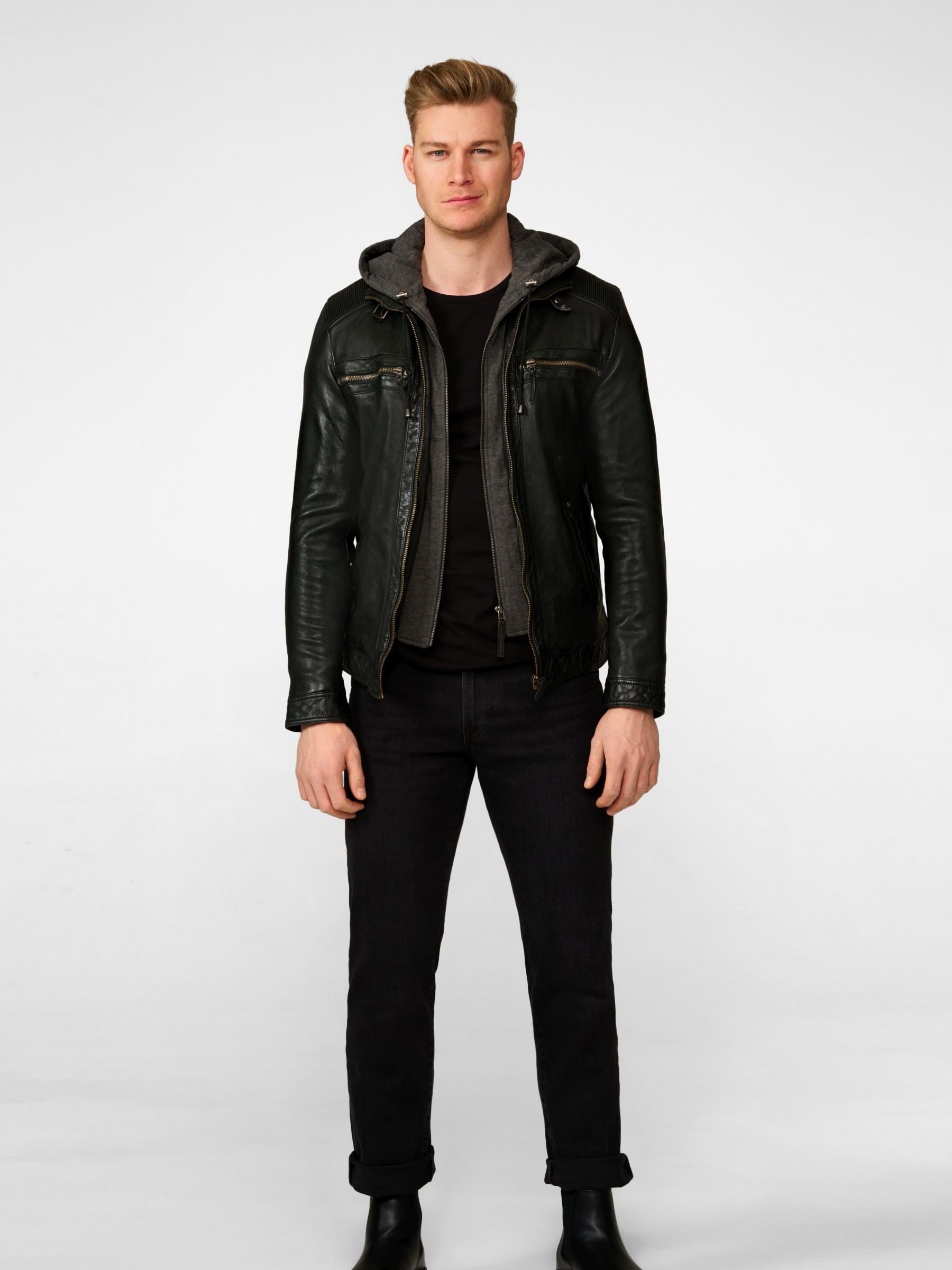 RICANO Bikerjacke »Lederjacke Nate« Handgefertigt aus echtem Leder