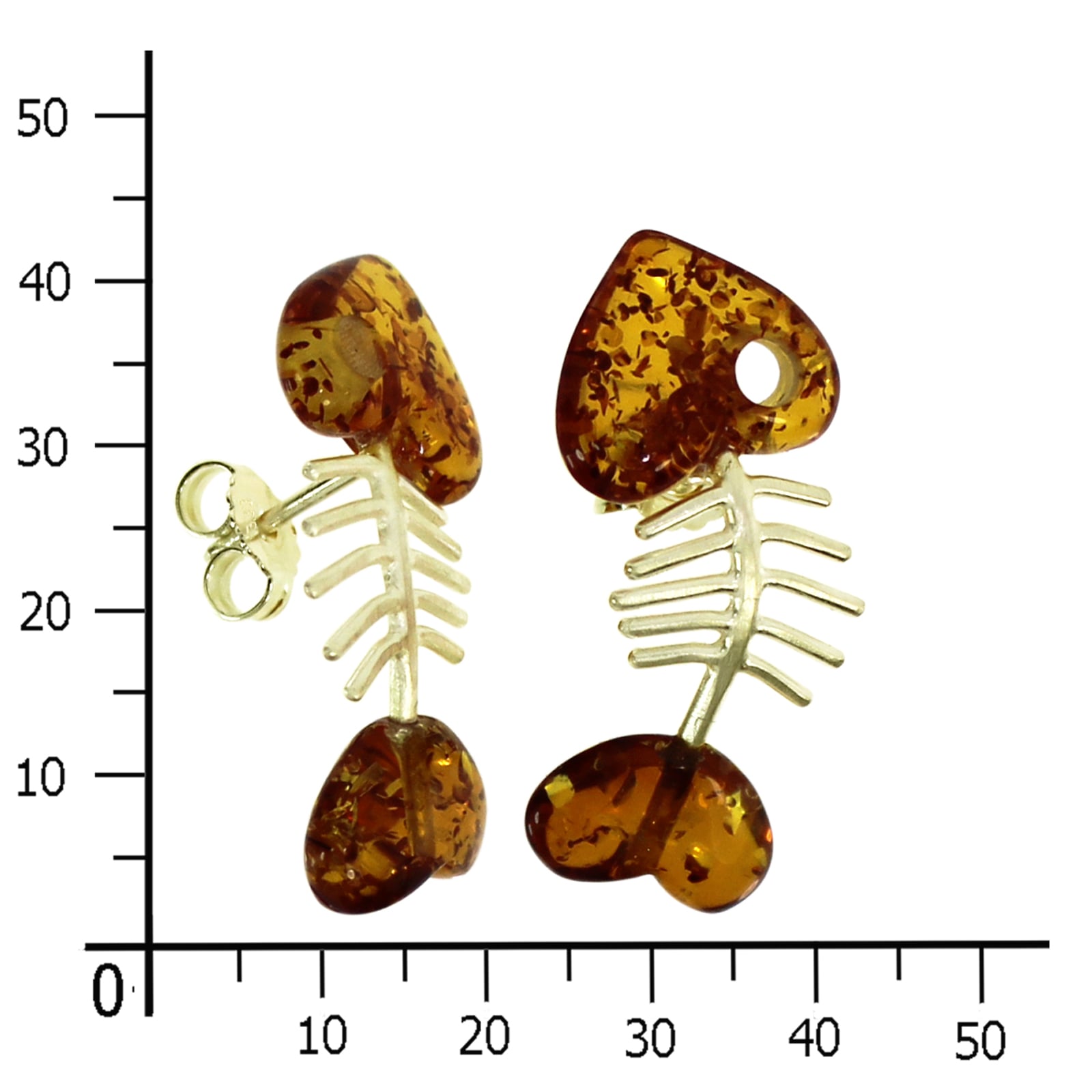 OSTSEE-SCHMUCK Paar Ohrstecker »- Fisch 30 mm - Gold 333/000 - Bernstein«