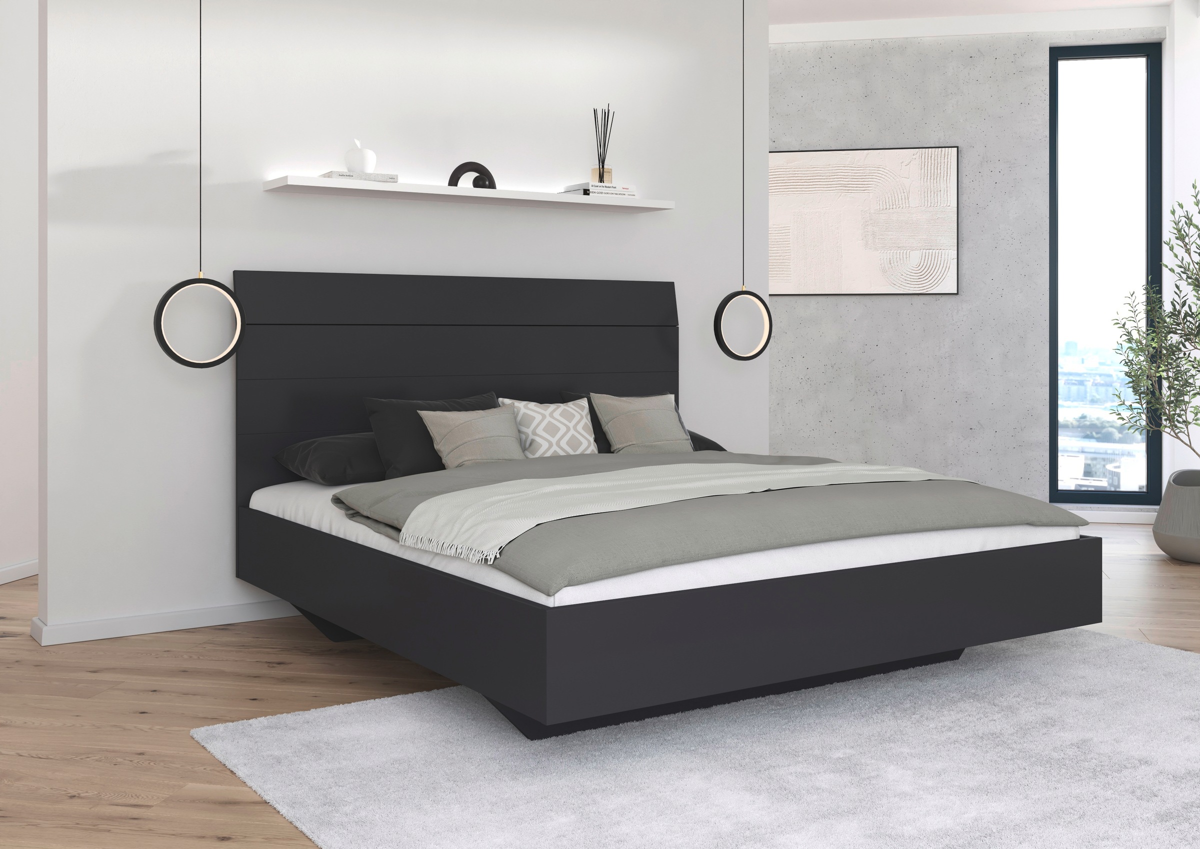 rauch Futonbett »Bett Doppelbett Holzbett AGORDO«, mit hohem Kopfteil und schwebender Optik MADE IN GERMANY