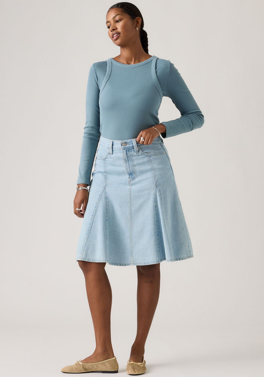 Levi's® Jeansrock »GODET KNEE LENGTH SKIRT« Midirock mit Falten