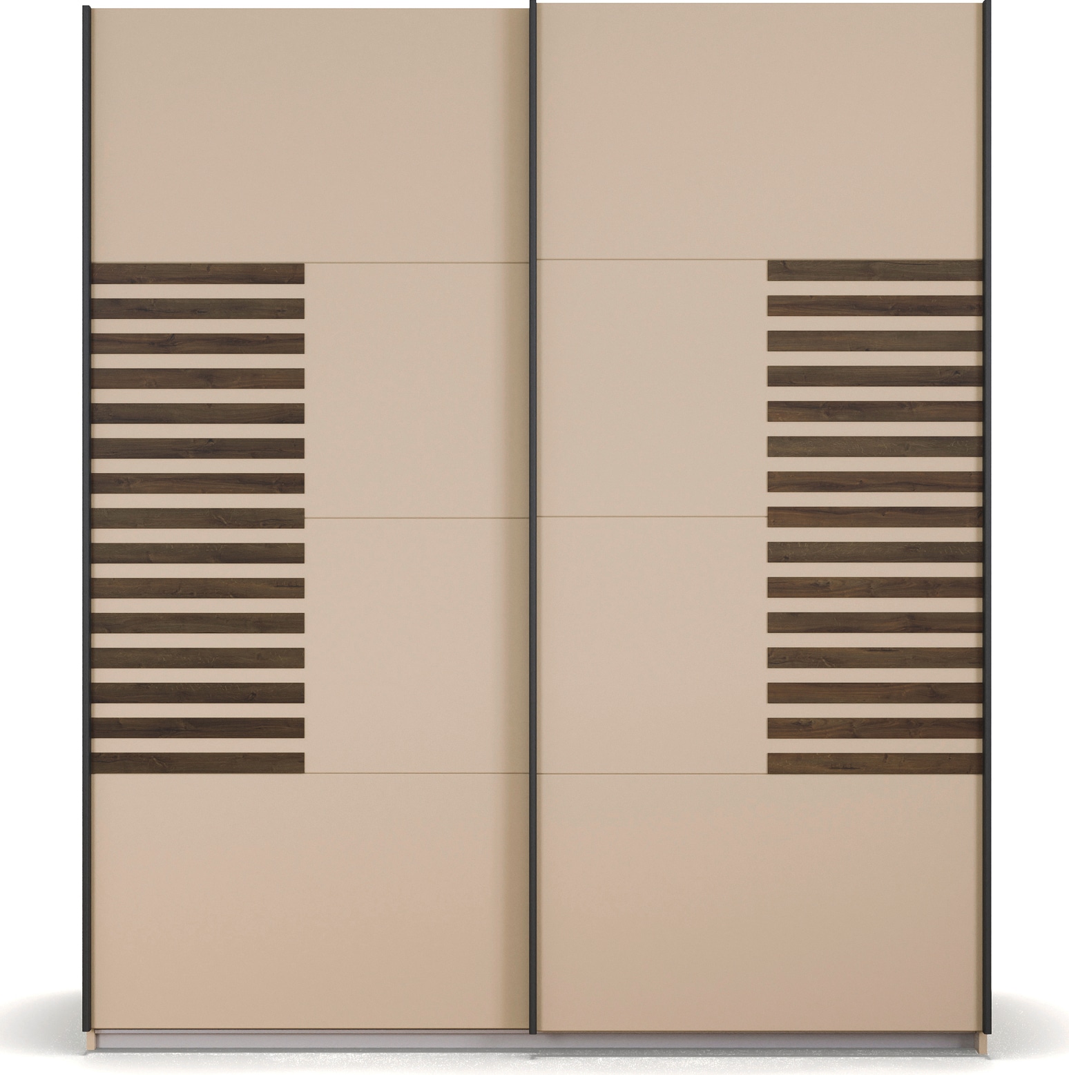 rauch Schwebetürenschrank »Kleiderschrank Schrank Garderobe Schlafzimmerschrank BAREA«, Front mit Auflage in moderner Lamellen-Optik MADE IN GERMANY