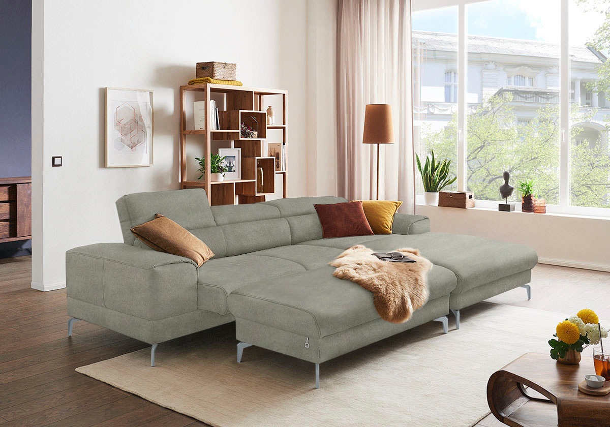 W.SCHILLIG Polsterhocker »piedroo, Designsofa mit tollem Sitzkomfort, bequem, L-Form« Füße in Silber matt