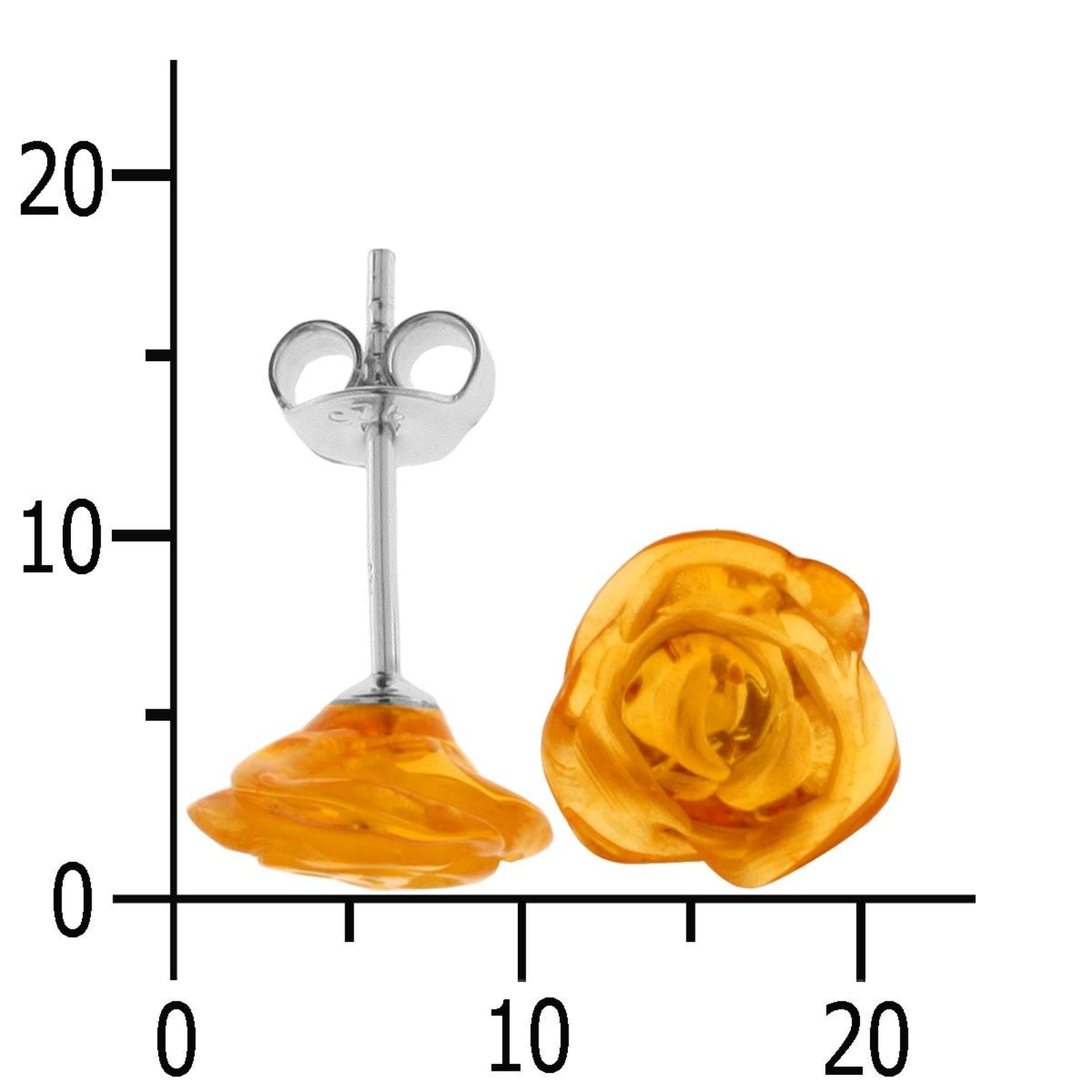 OSTSEE-SCHMUCK Paar Ohrstecker »- Rose - Silber 925/000 - Bernstein«