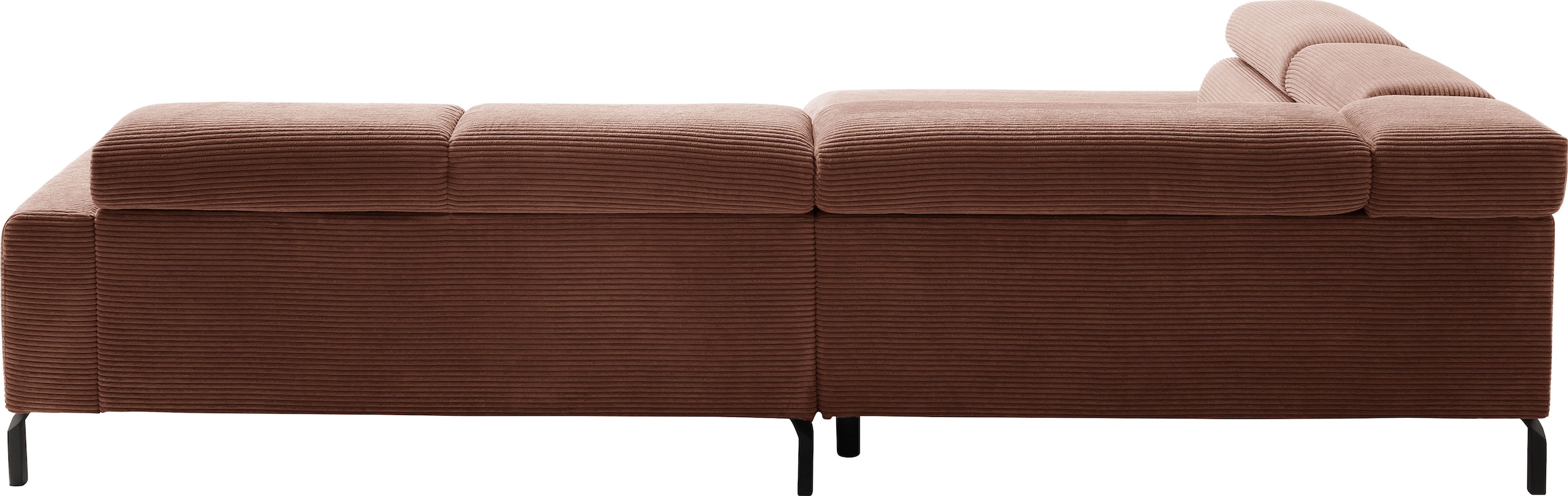 Places of Style Ecksofa »Antonelli, L-Form, inkl. Kopfteilverstellung, Breite 312 cm«, ohne Sitztiefenverstellung, in Cord, rost
