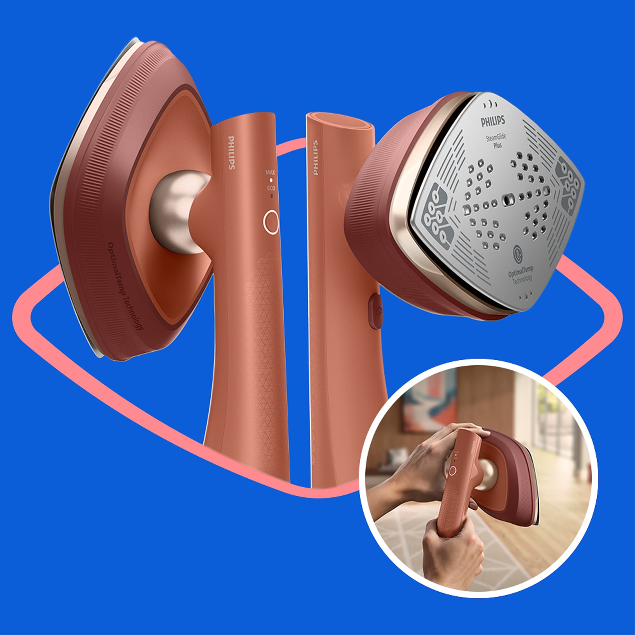Philips Dampfbügeleisen »GC213/50 OneTurn 2-in-1 Bügeleisen & Steamer, StyleMat & Dock inkl.« 1800 W 1800 W, SteamGlide Plus, 200ml Wasserbehälter und 90 g Dampfstoß