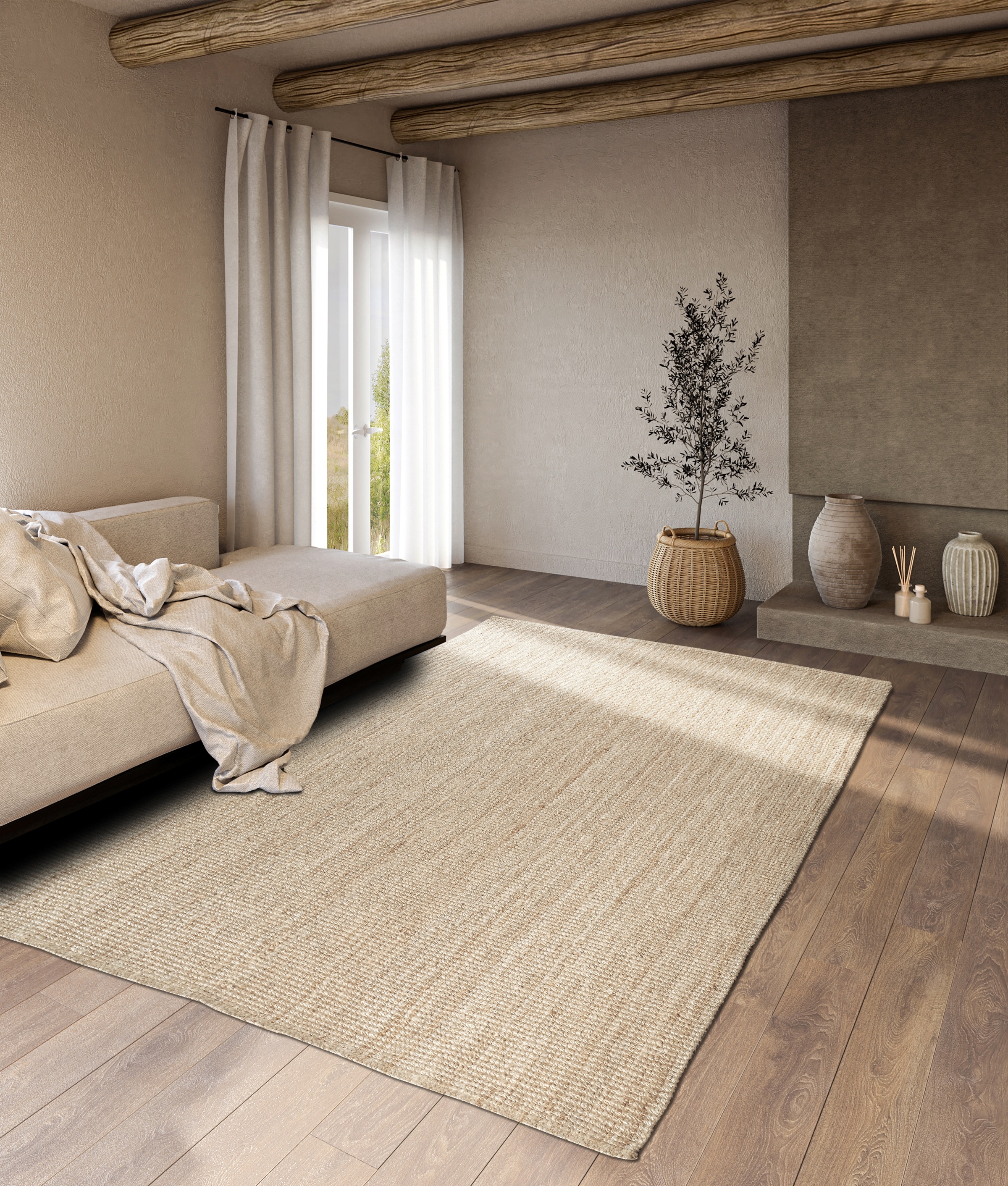 Villeroy & Boch Teppich »Rosalie«, rechteckig, Jute, Natur, Wohnzimmer, Esszimmer, Schlafzimmer, Flur, Modern, Boho