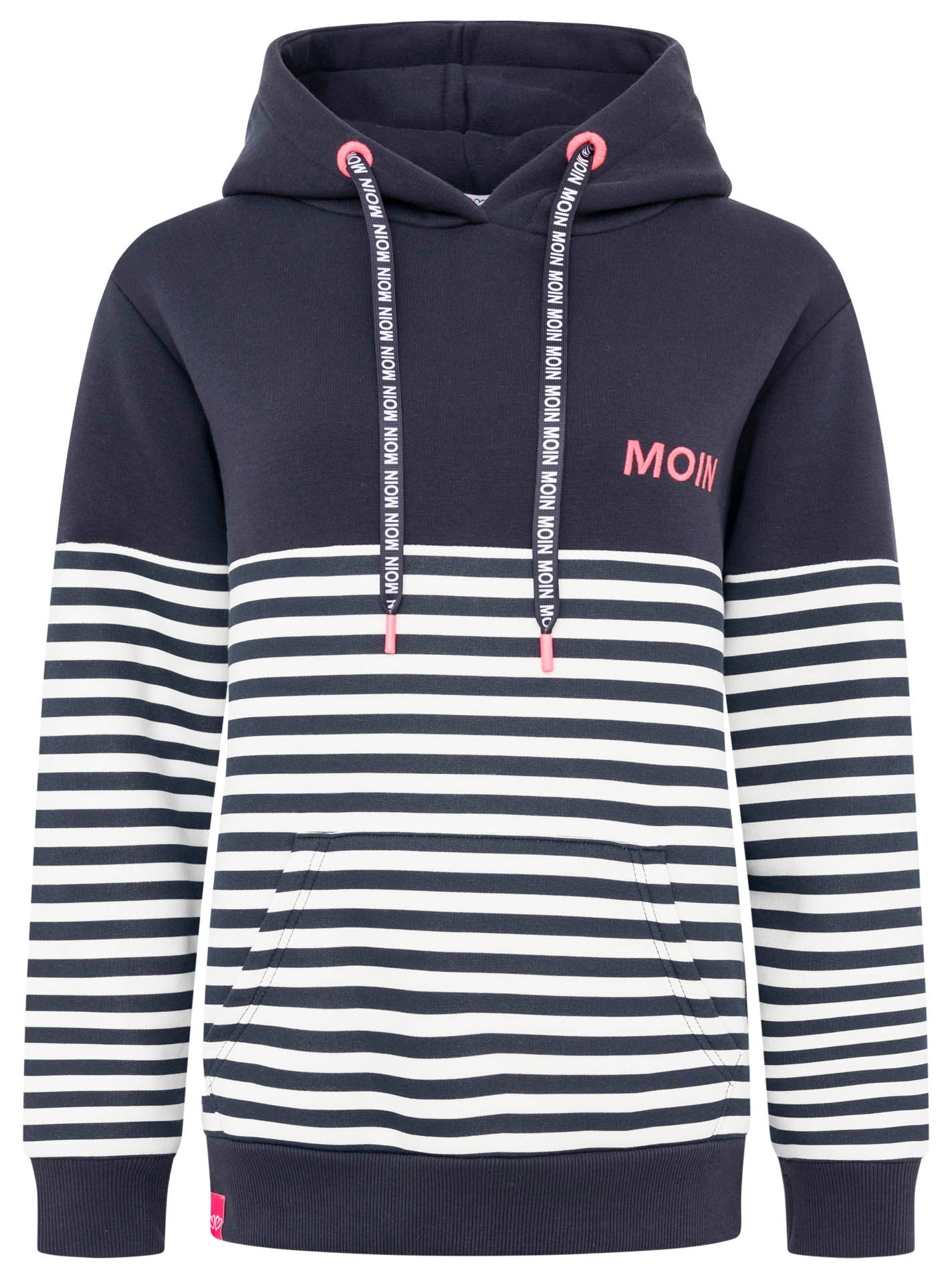 Zwillingsherz Hoodie »"Moin Streifen"«, Stickerei, Kapuze mit bedruckter Kordel, gestreift