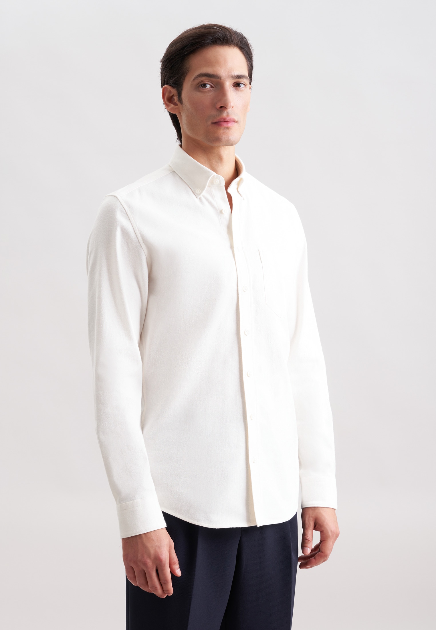 seidensticker Flanellhemd Slim 1/1 Button-Down-Kragen Uni