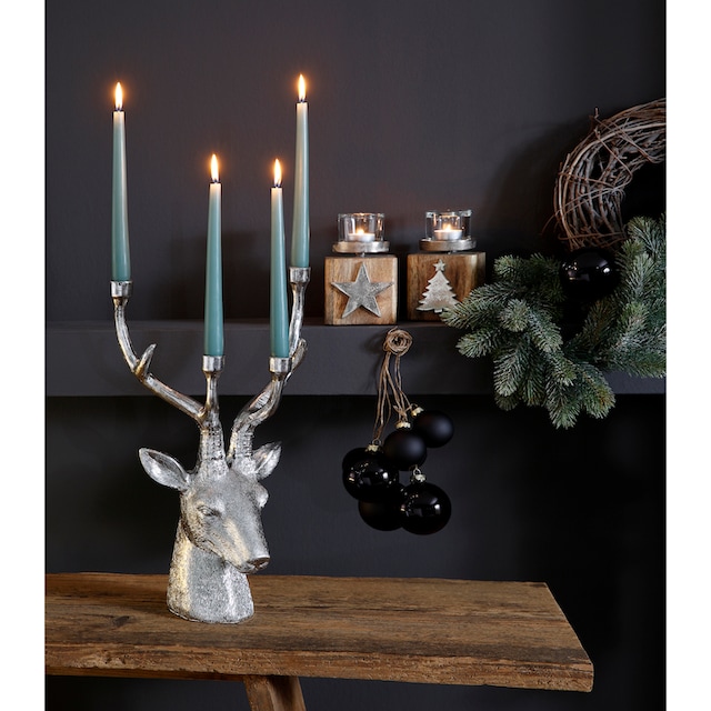 my home Teelichthalter »Tannenbaum und Stern, Weihnachtsdeko«, (Set, 2 St.),  auf Holzbase, Höhe ca. 13 cm online kaufen