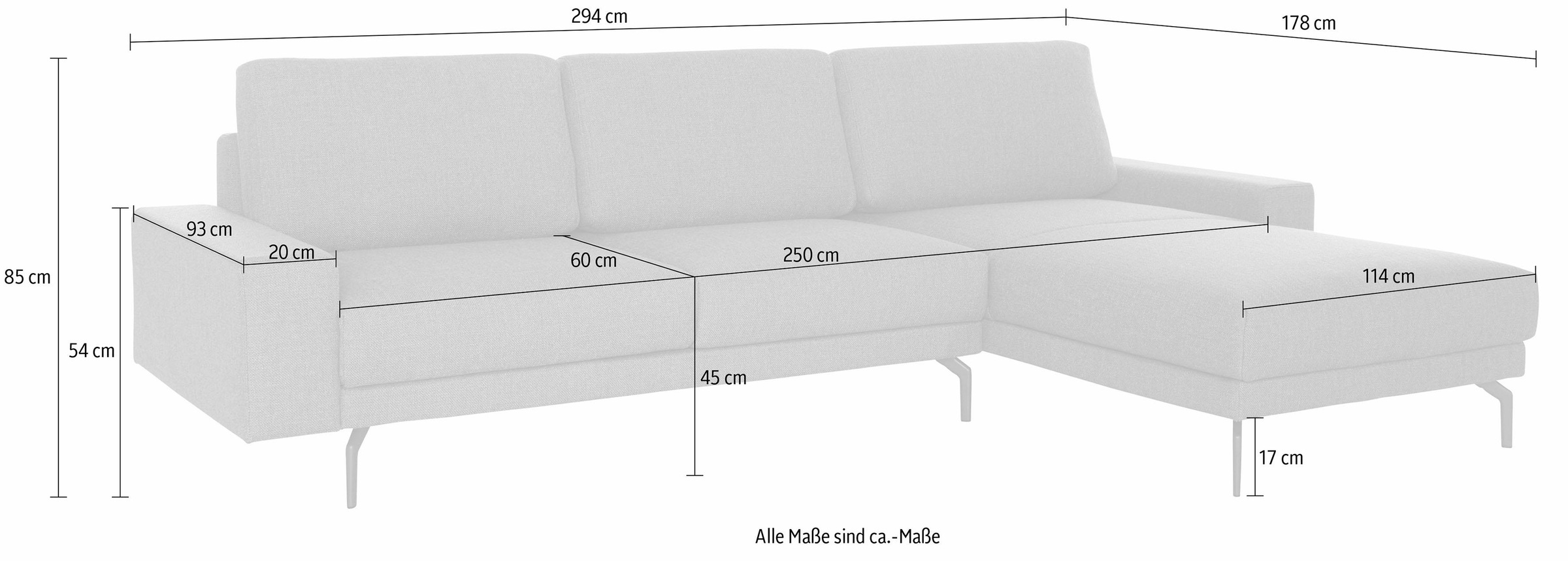 Creation BY ROLF BENZ Ecksofa »CR.450, Designecksofa, Polsterecke, L-Form«, Armlehne breit und niedrig, Alugussfüße in umbragrau, Breite 294 cm
