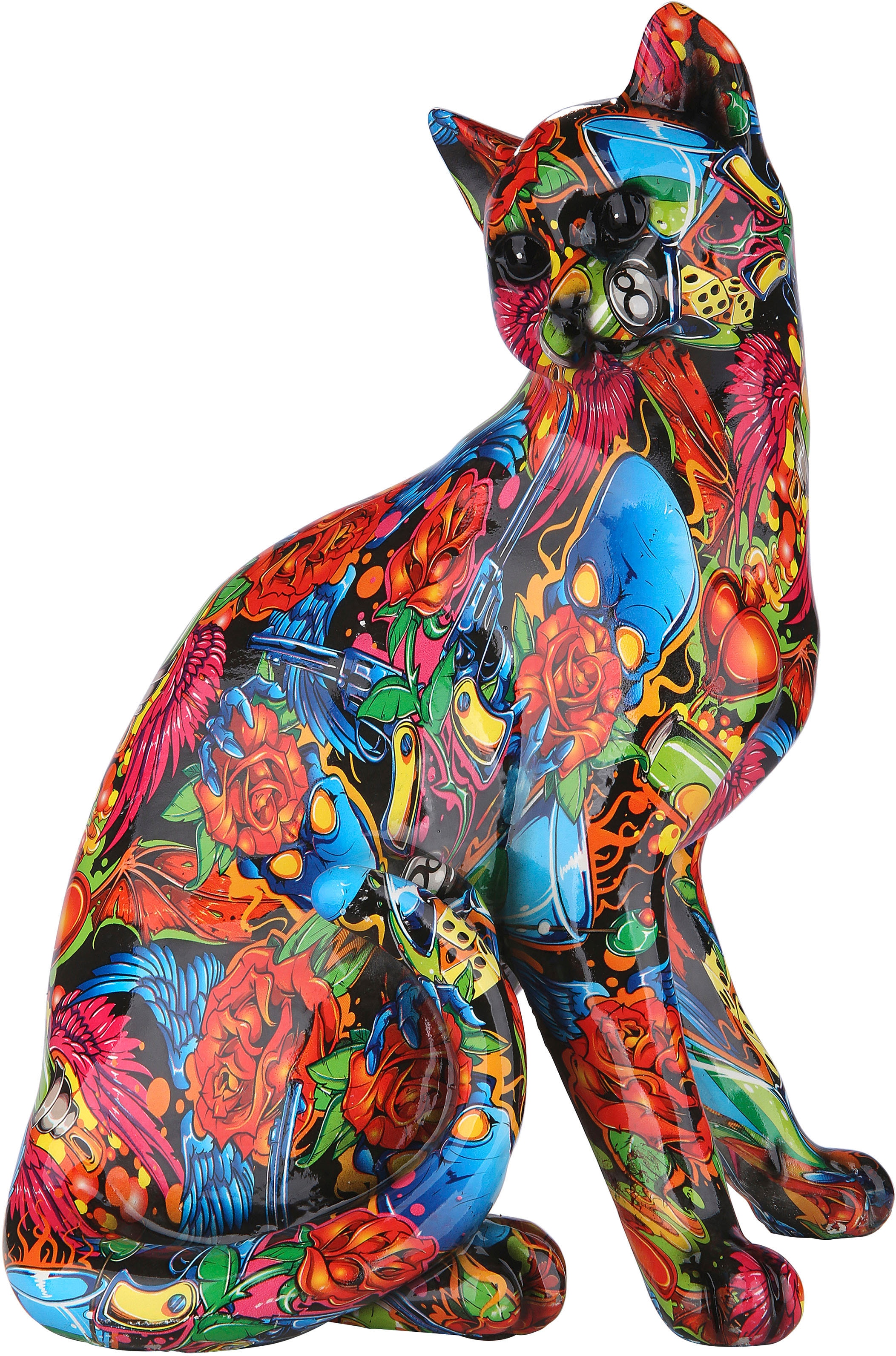 GILDE Dekofigur »Figur Pop Art Katze«, Dekoobjekt, Tierfigur, Höhe 29 cm,  Wohnzimmer auf Raten kaufen | Dekofiguren