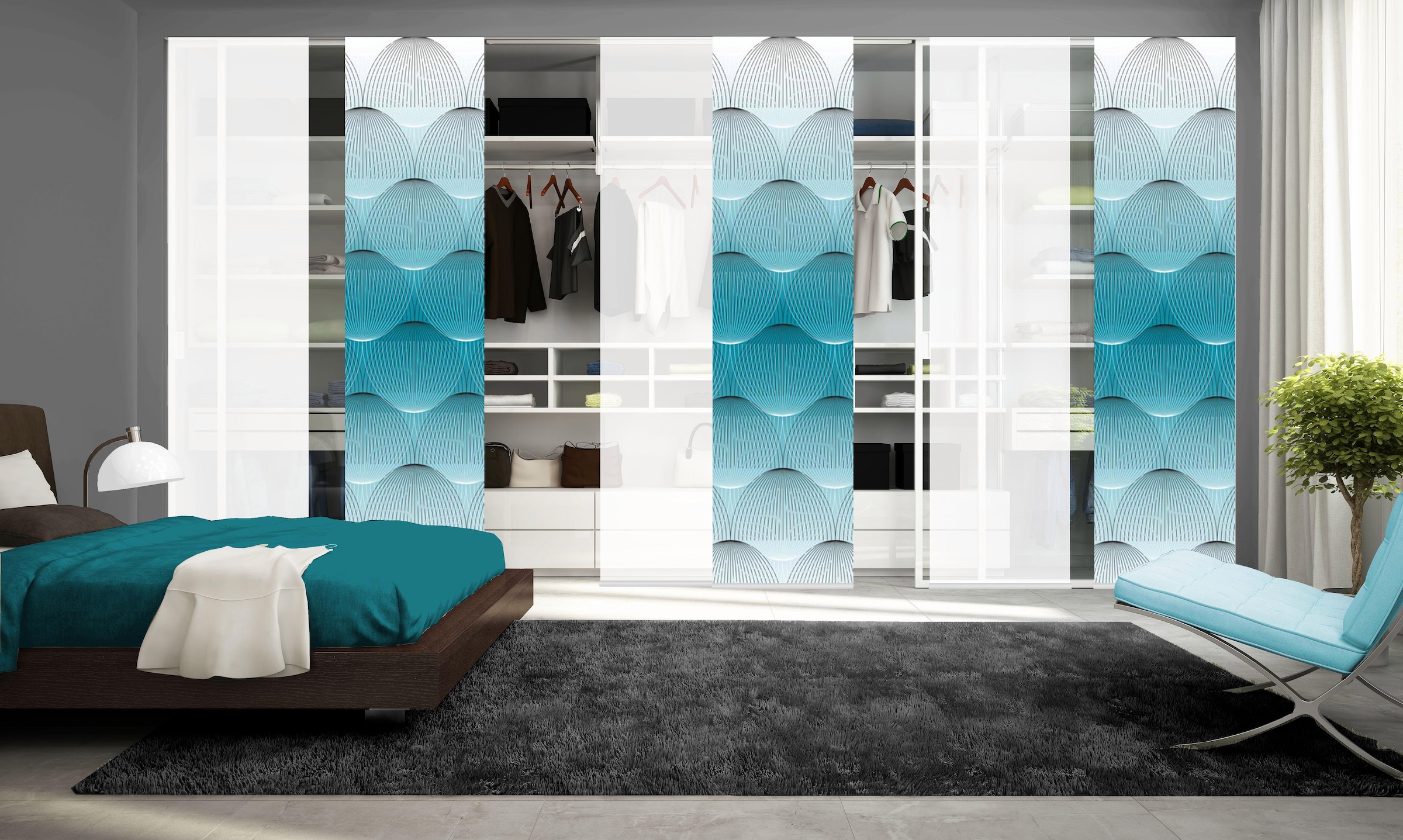 HOME WOHNIDEEN Schiebegardine »BENARIS« Klettband 6 Stk. tlg. HxB: 245x60, inkl. Befestigungszubehör