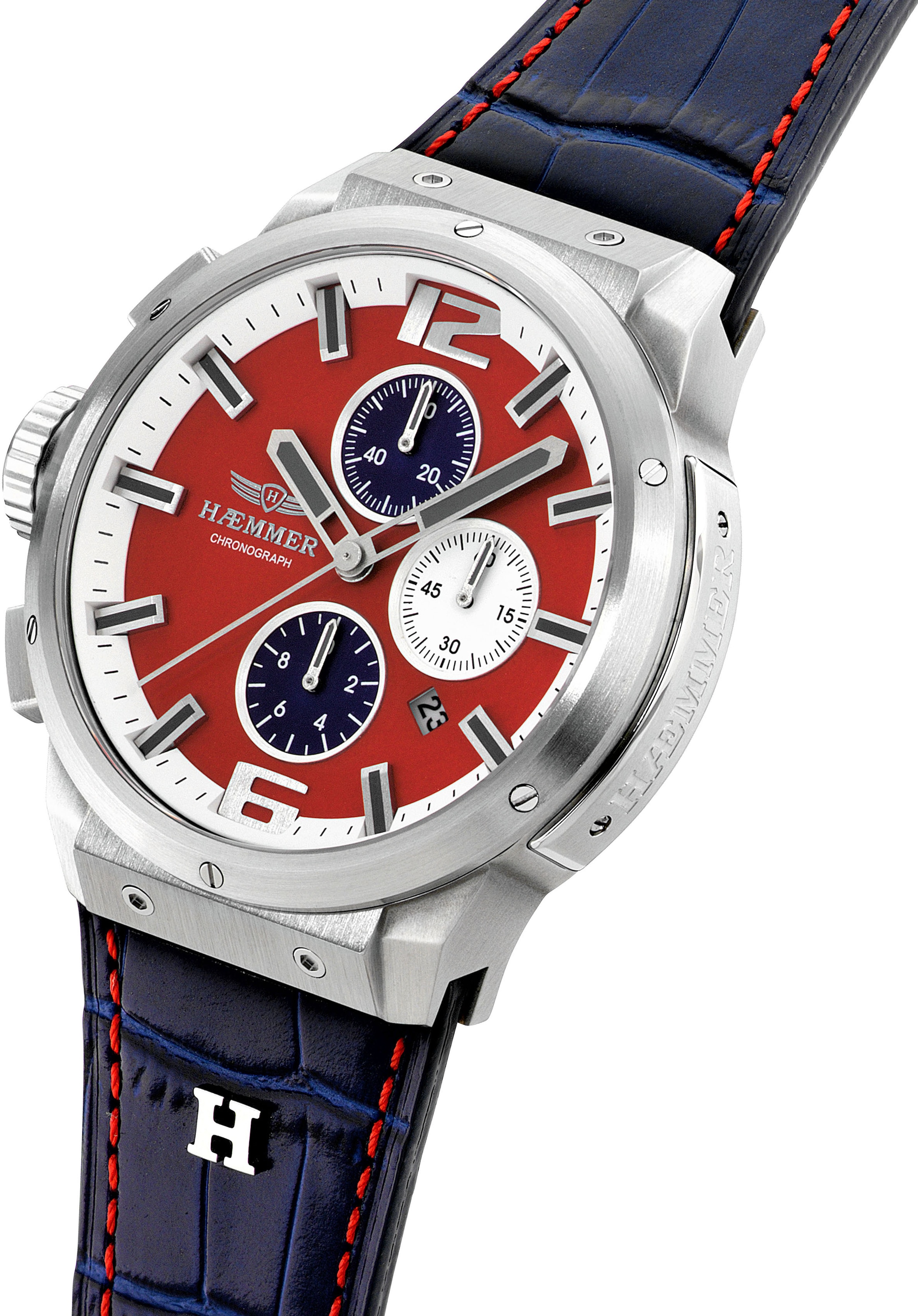 HAEMMER GERMANY Chronograph »CHALLANGER«, Quarzuhr, Herrenuhr, Datum, Stoppfunktion, Saphirglas, Lederarmband