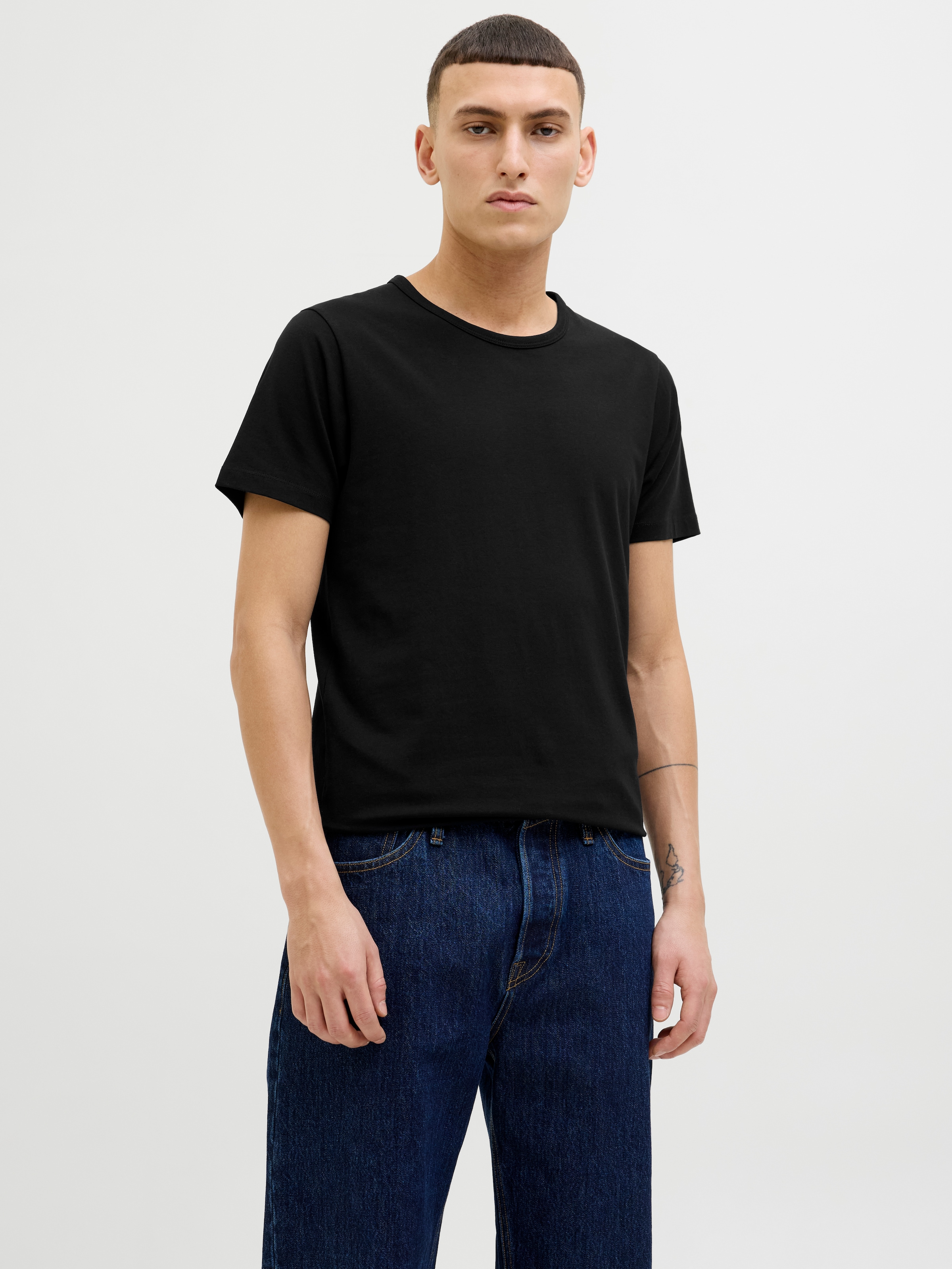 Jack & Jones T-Shirt »Crew-Neck« 2er-Pack,  unifarben, modisch, regular fit, Baumwolle, Rundhals