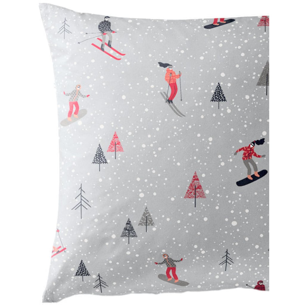 BIERBAUM Bettwäsche »Ski in Gr. 135x200 cm, ideal für Weihnachten, Kinderbettwäsche«, (2 tlg.)