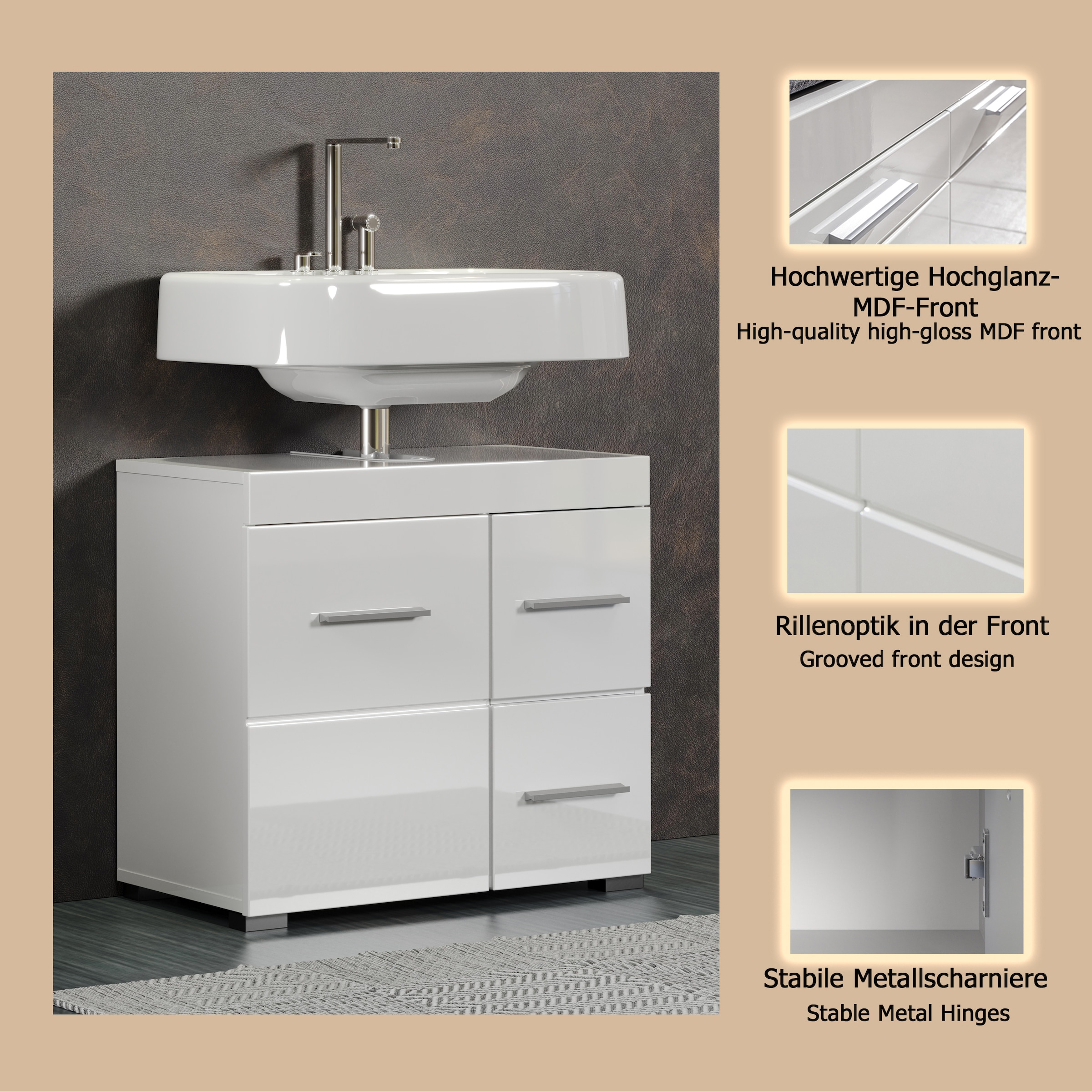 welltime Waschbeckenunterschrank »Avena« 1 Stk. tlg.