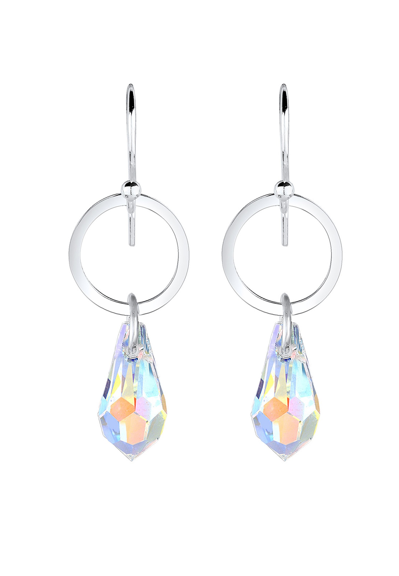 Elli Paar Ohrhänger »Ohrringe Ohrhänger lang Tropfen Glas Kristalle Weiß 925 Sterling Silber«