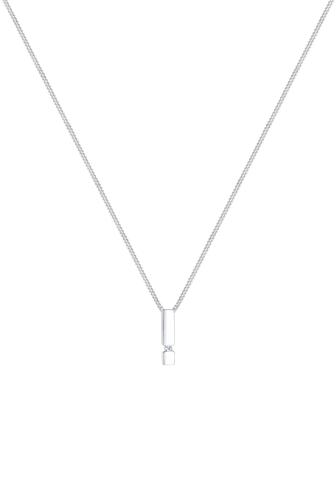 Elli DIAMONDS Silberkette »Halskette Anhänger Stab Diamant Weiß Brillantschliff (0.03 ct) 925 Sterling Silber«