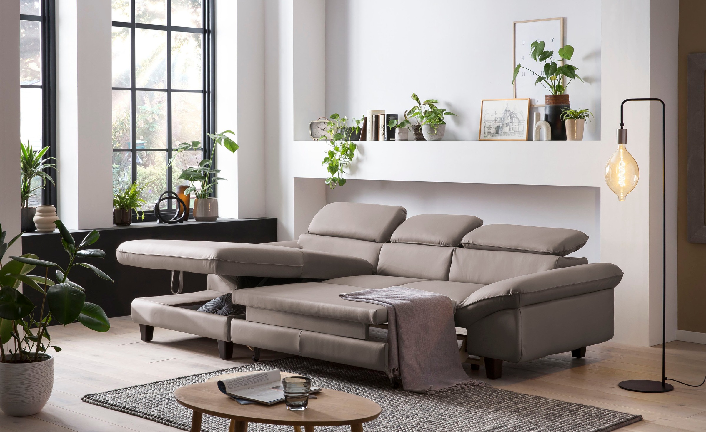 Home affaire Ecksofa »Pilot L-Form«, mit Kopfteilverstellung, wahlweise mit Bettfunktion & Bettkasten