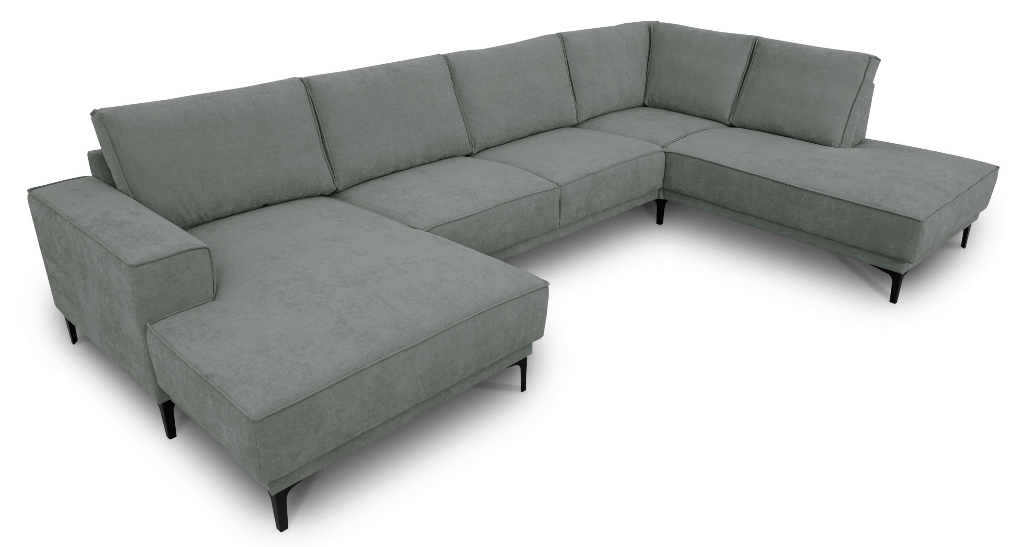 Places of Style Wohnlandschaft »XXL Sofa Oland, Struktur, Flachgewebe, Luxus-Microfaser, Boucle«, U-Form, 345 cm, Wellenunterfederung, Skandi-Design, Metallfüße